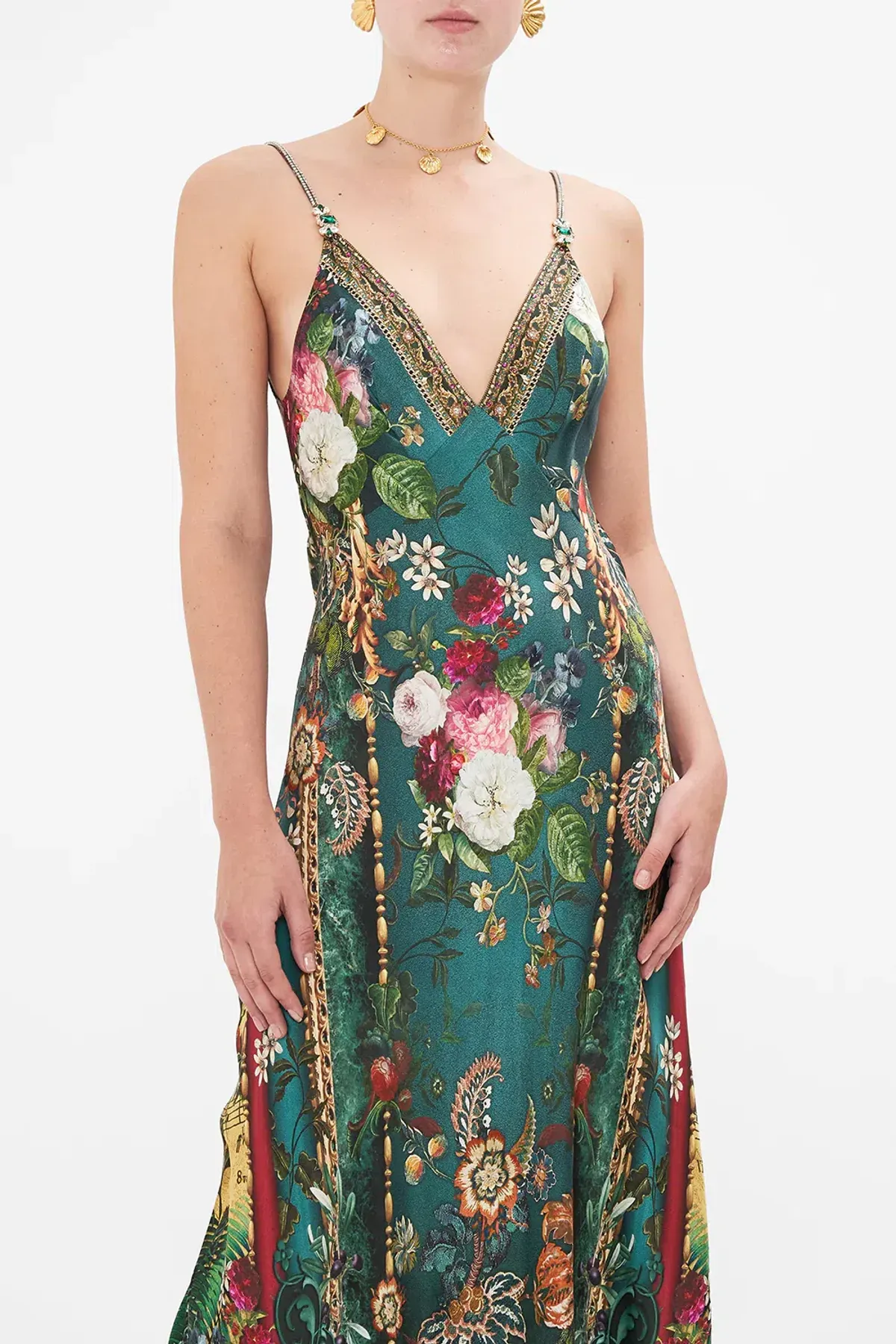 Camilla Verdis World V Neck Bias Slip Floral Size L / AU 14 - Image 4