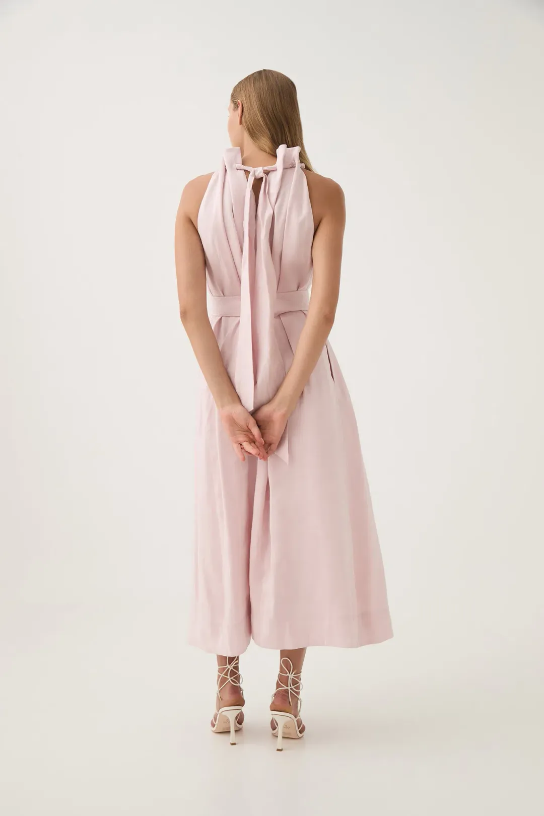 Aje Mariel Trapeze Midi Dress Soft Pink Size 6 for rent on The Volte - main image