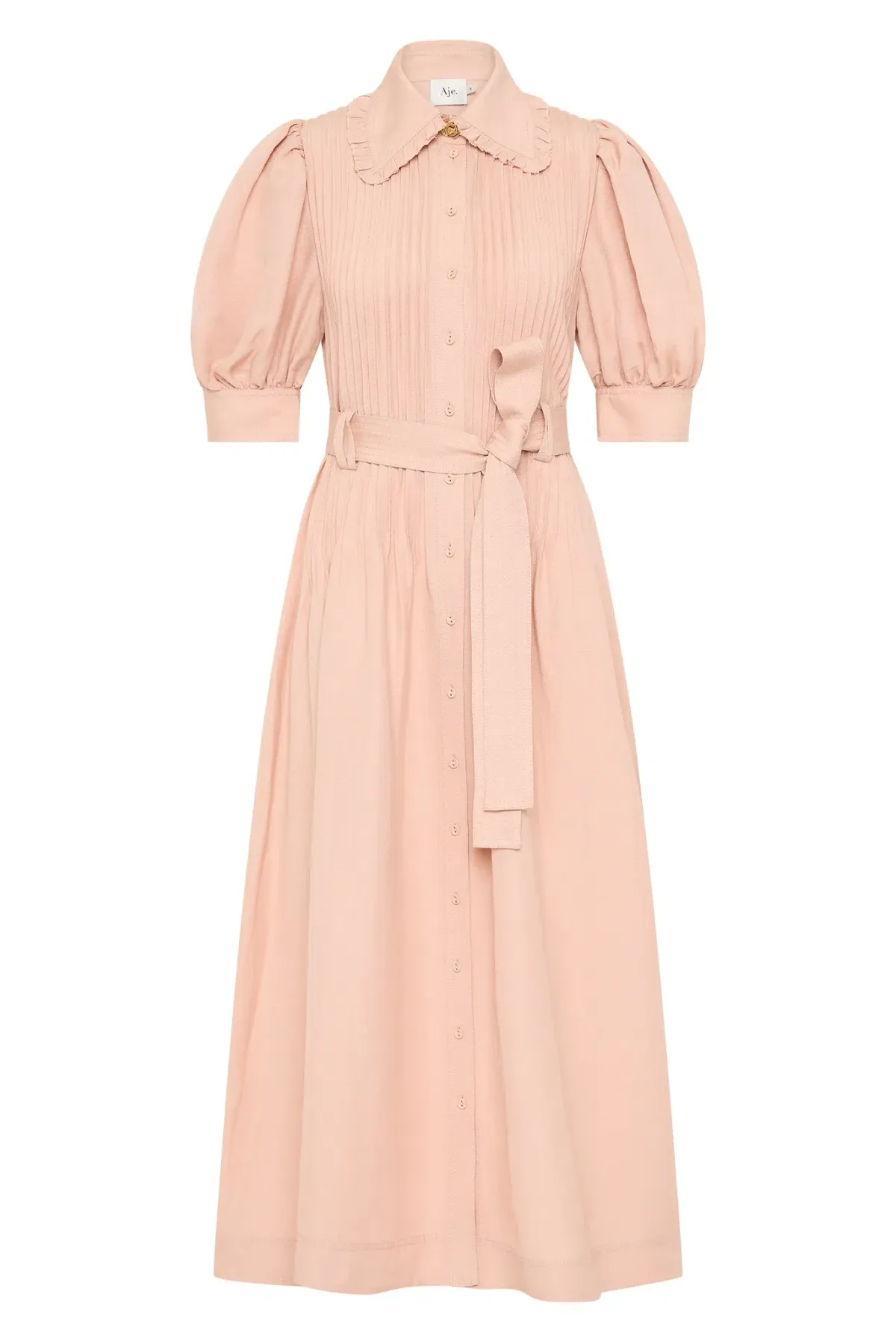 Aje Madeleine Belted Midi Dress Blush Pink Size 4  - Image 4