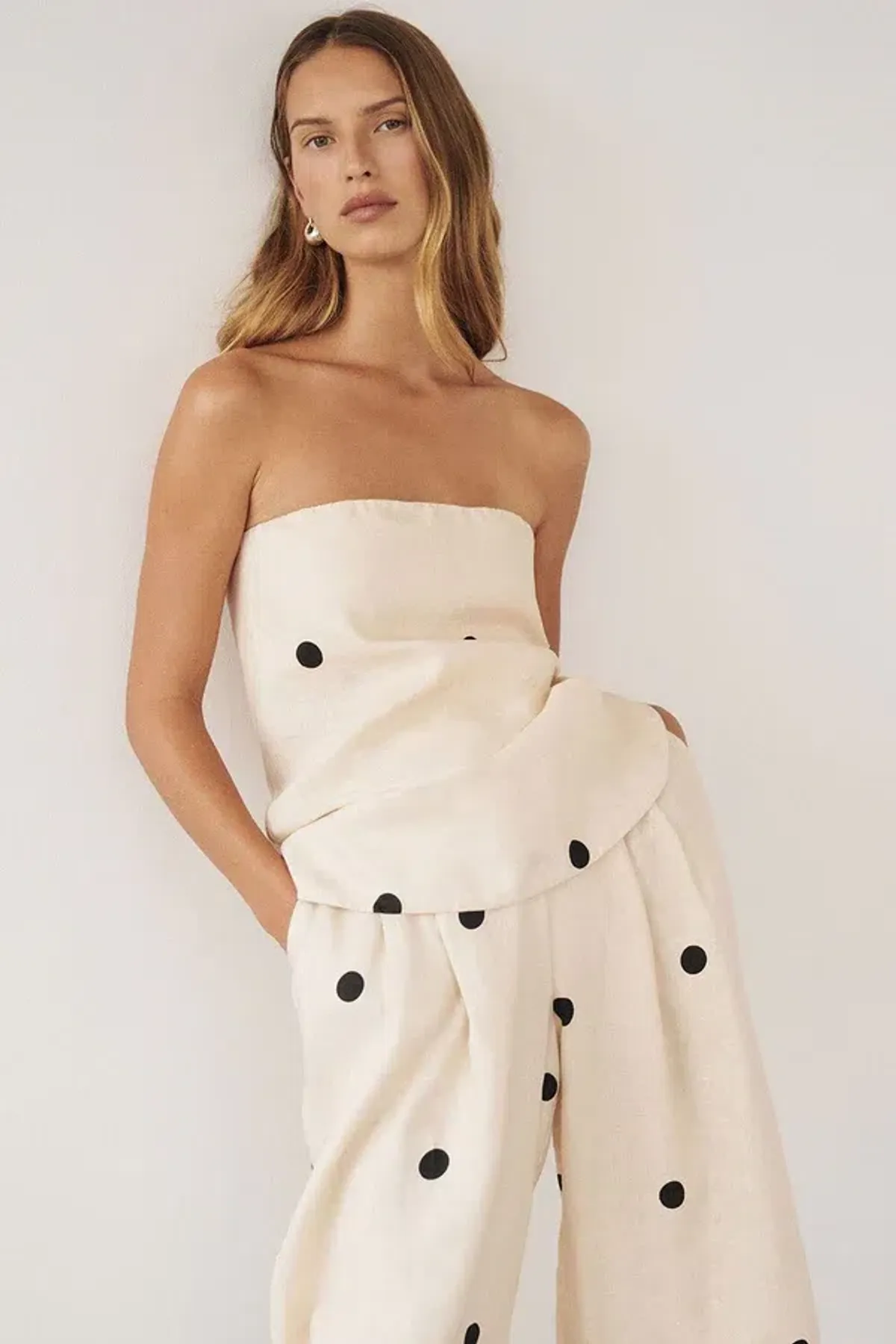 DISSH Beverly Cream Spot Strapless Top and Pants Set Cream Size 10/12 - Image 4