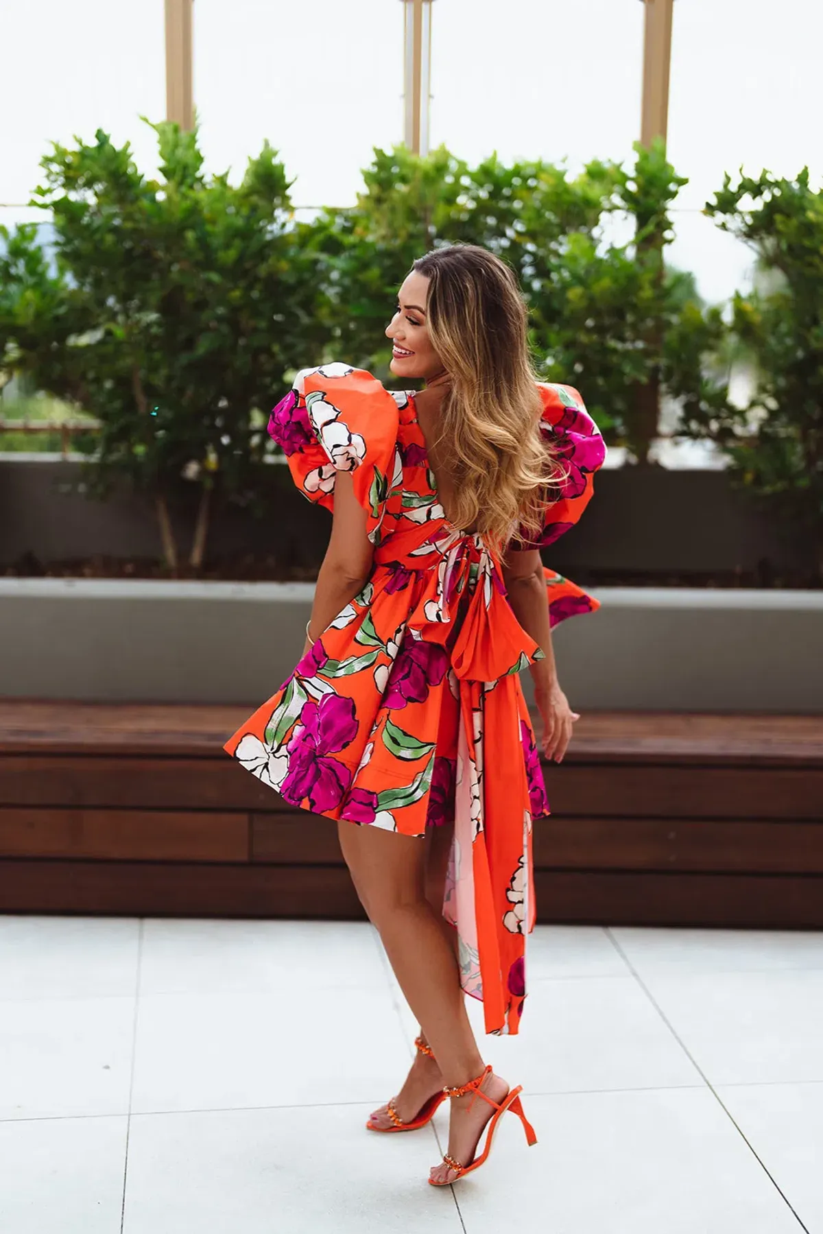 Aje Gretta Bow Back Mini Dress Vivid Camellia Size AU 8 - Image 5