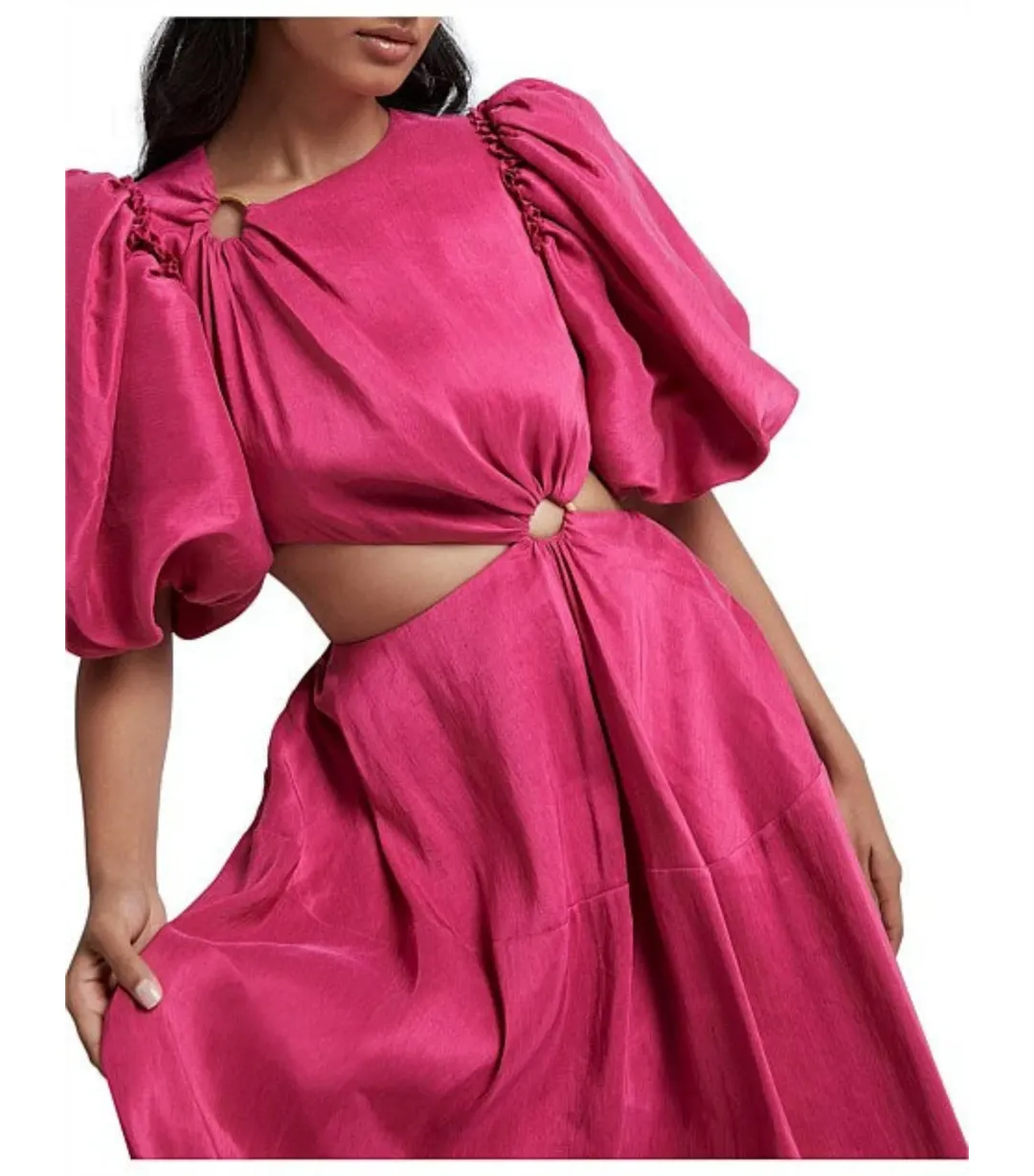 Aje Vanades Cut Out Ring Dress in Fuchsia Pink Size AU 6 for rent on The Volte - main image