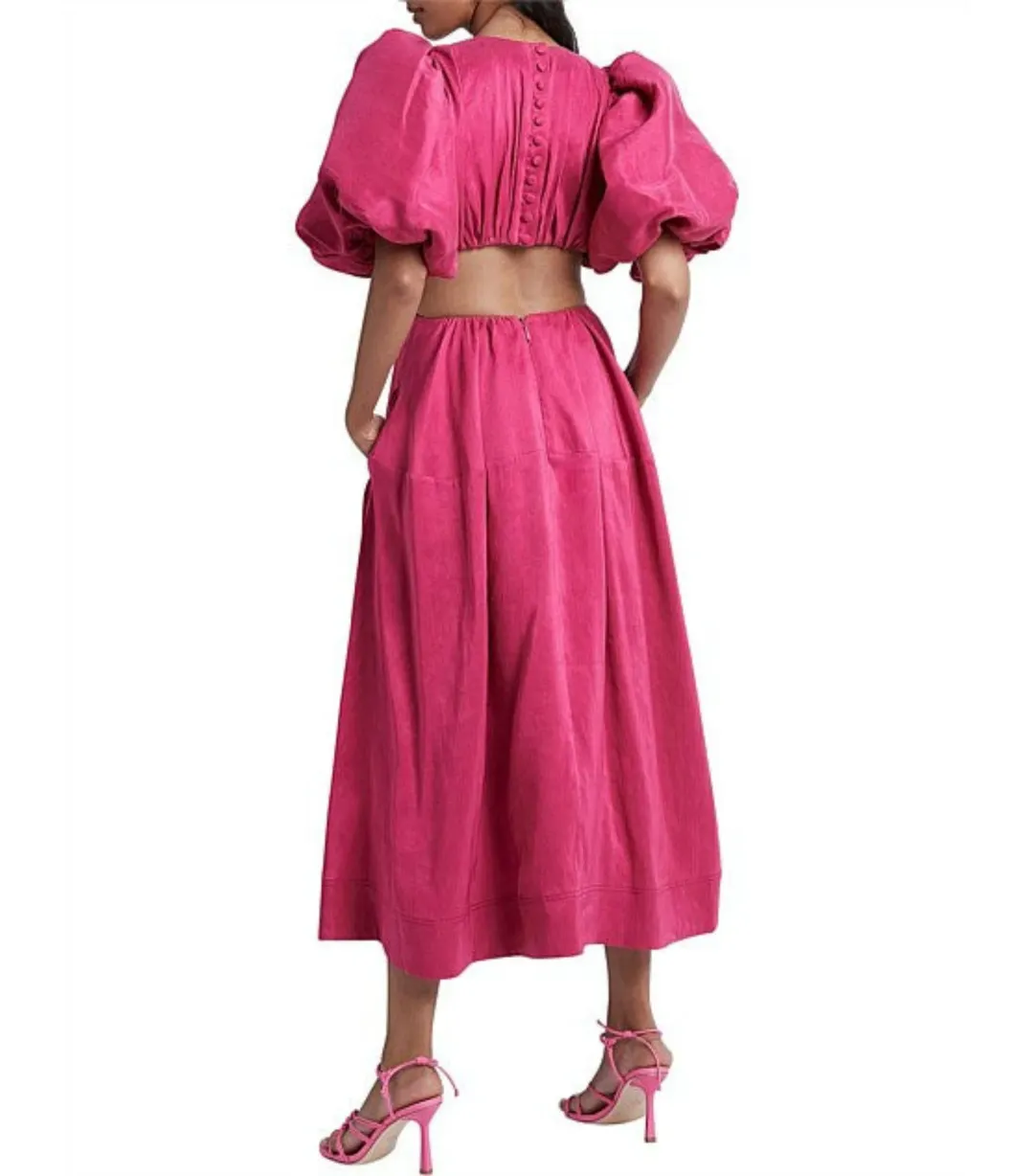 Aje Vanades Cut Out Ring Dress in Fuchsia Pink Size AU 6 for rent on The Volte - main image