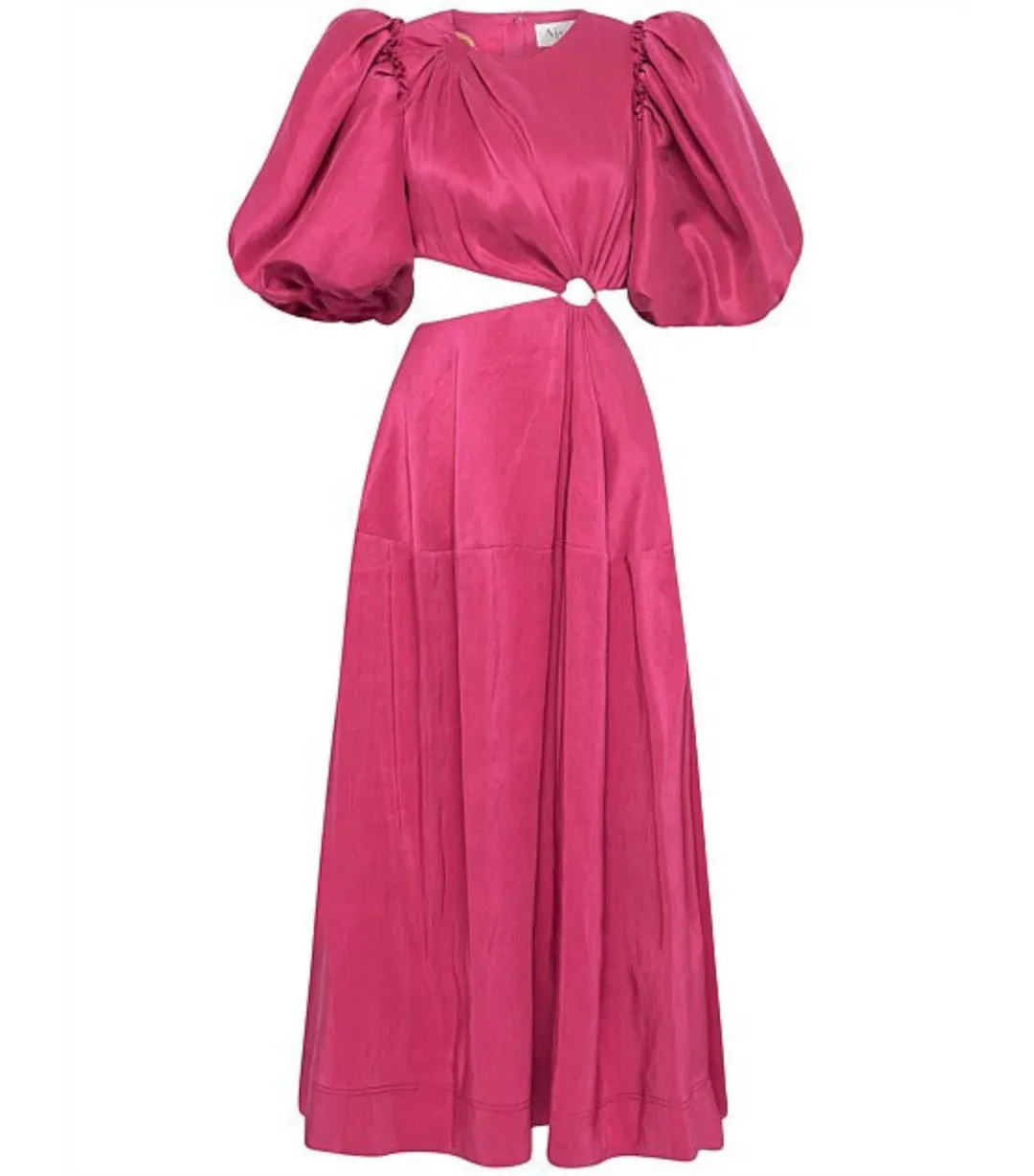 Aje Vanades Cut Out Ring Dress in Fuchsia Pink Size AU 6 for rent on The Volte - main image