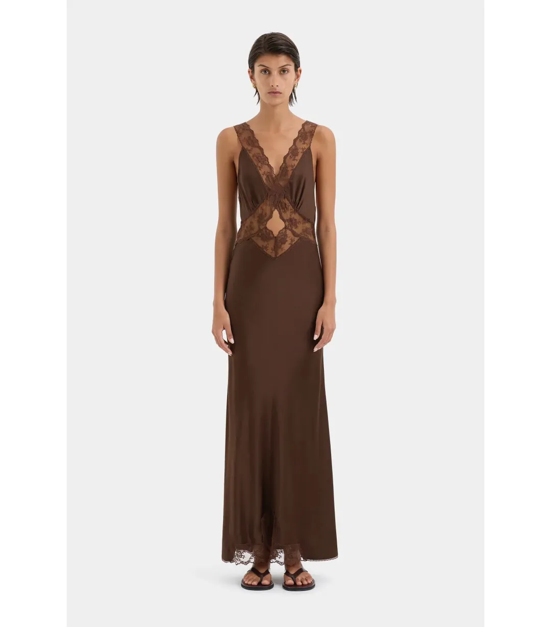 Sir The Label Aries Cut Out Gown in Chocolate Size 1 / AU 8 for rent on The Volte - main image