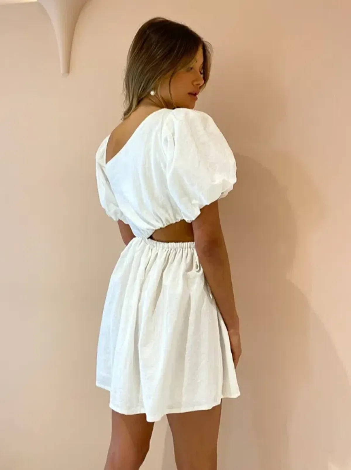 By Nicola Gabriella Asymmetrical Mini Dress in White Size AU 8 - Image 2