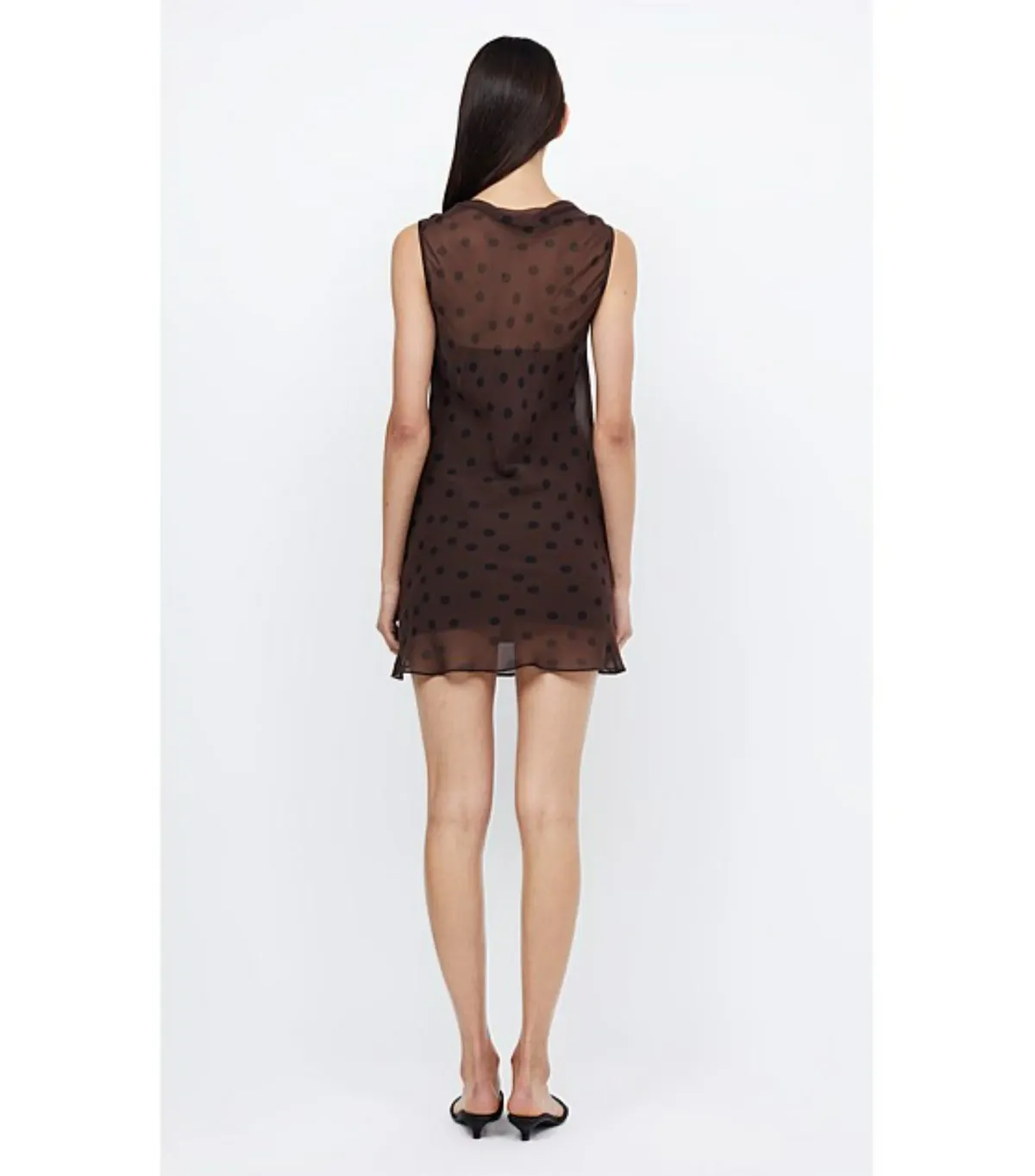 Bec & Bridge Turner Boatneck Mini Dress in Chocolate/Black Size AU 8 - Image 3