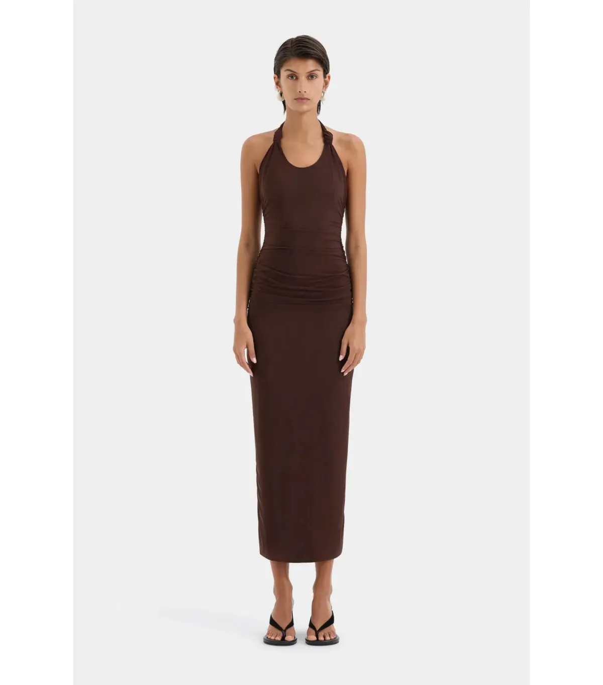 Sir the Label Jacques Knot Midi Dress in Chocolate Size 3 / AU 12  - Image 1