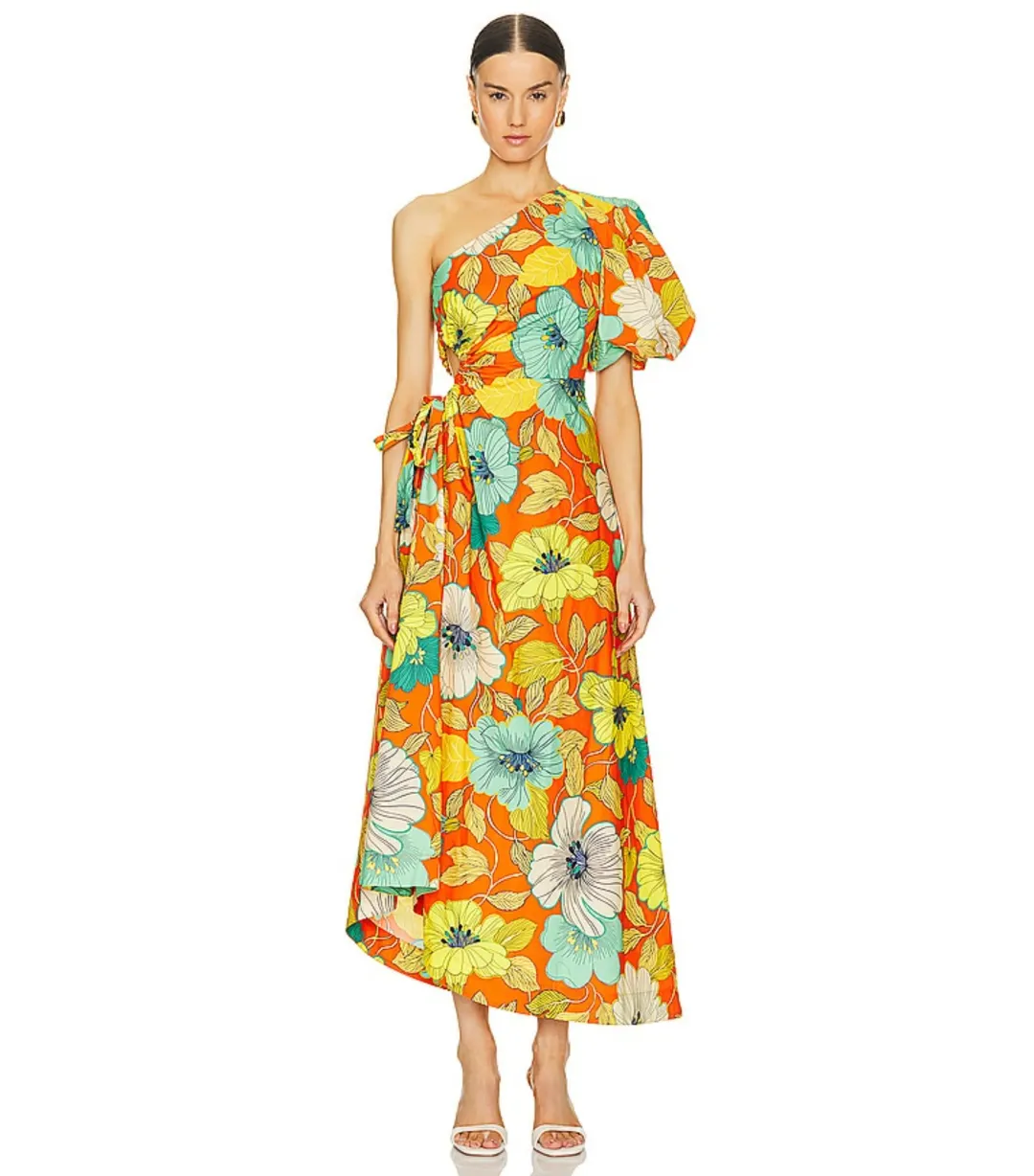 Alemais Piato Midi Dress in Marigold Size AU 8 for rent on The Volte - main image