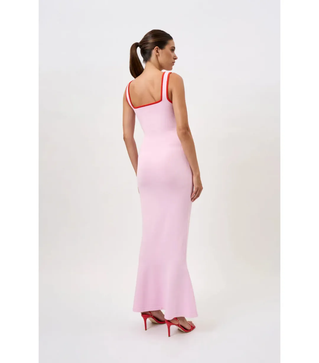 By Johnny Belle Contrast Pipe Knit Dress Pink Red Size AU 10  for rent on The Volte - main image