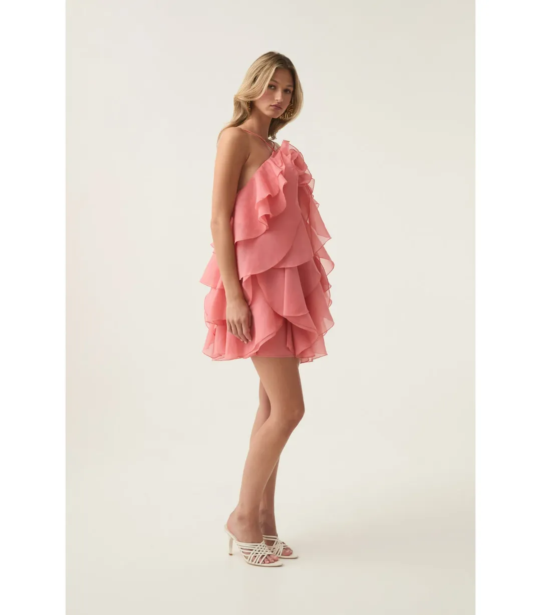 Aje Pandorea Layered Mini Dress Washed Coral Size AU 10 for rent on The Volte - main image