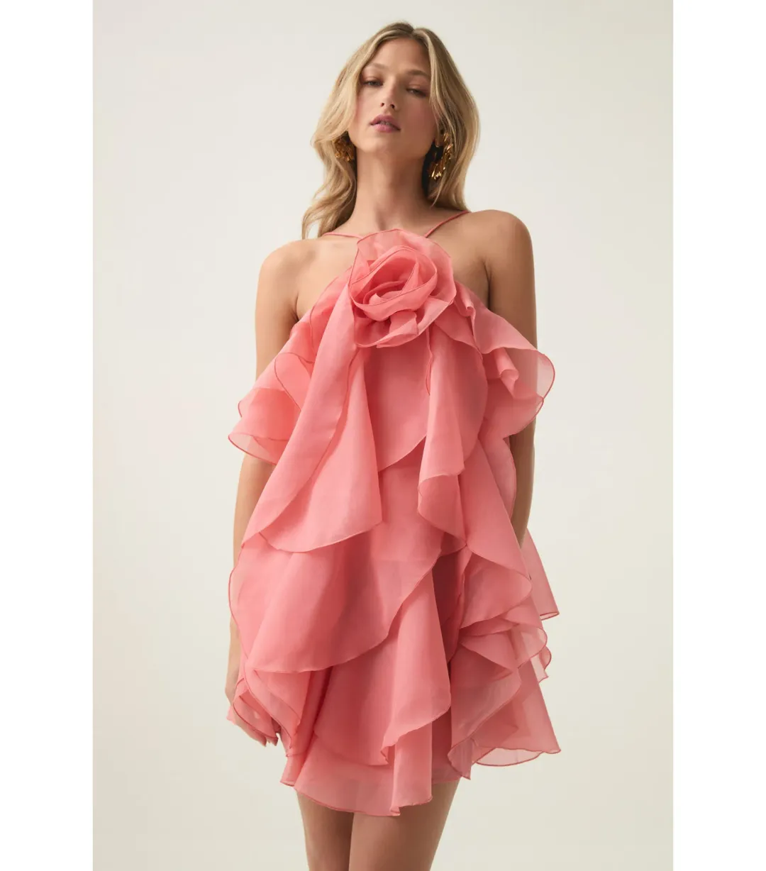 Aje Pandorea Layered Mini Dress Washed Coral Size AU 10 for rent on The Volte - main image