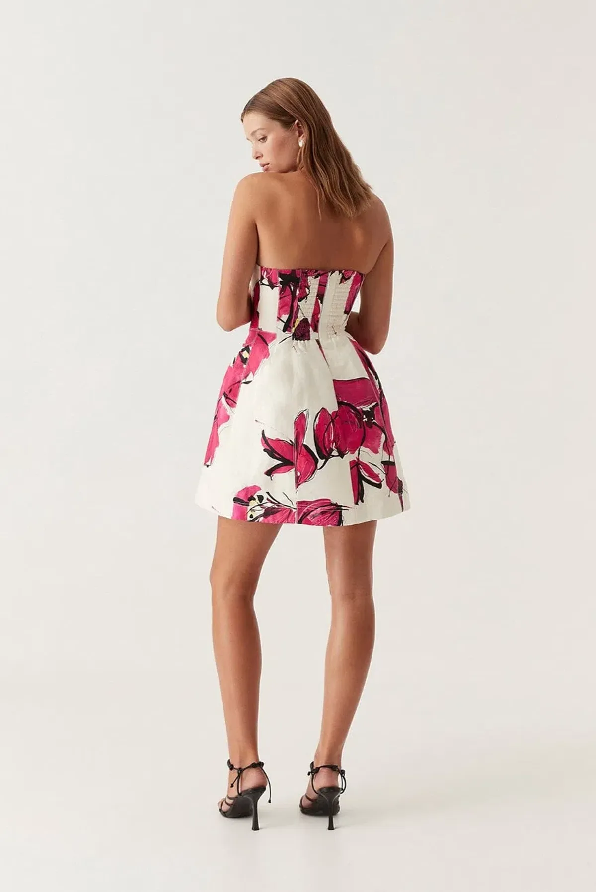 Aje Baret Strapless Mini Dress Falling Florals Size 10 - Image 2