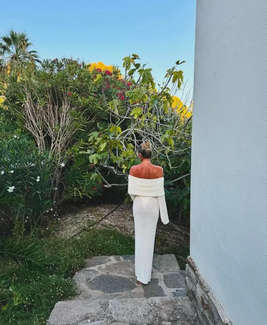 Meshki Marisol Off Shoulder Boucle Maxi Dress in Ivory Size S / AU 8 for rent on The Volte - main image