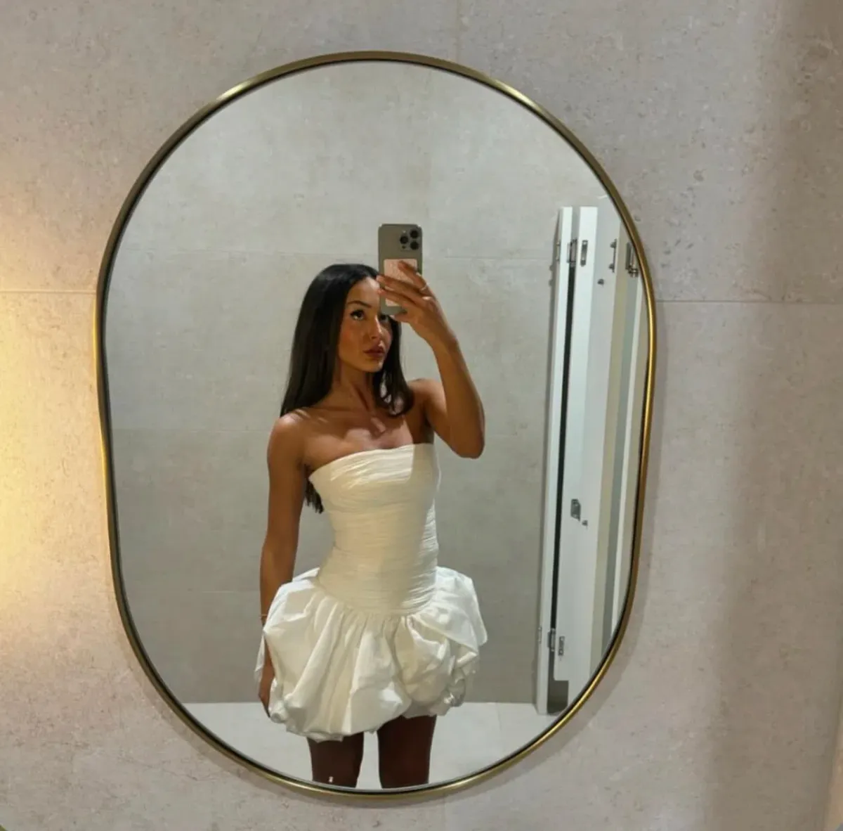 Aje Violette Bubble Hem Mini Dress Ivory Size 8 - Image 5