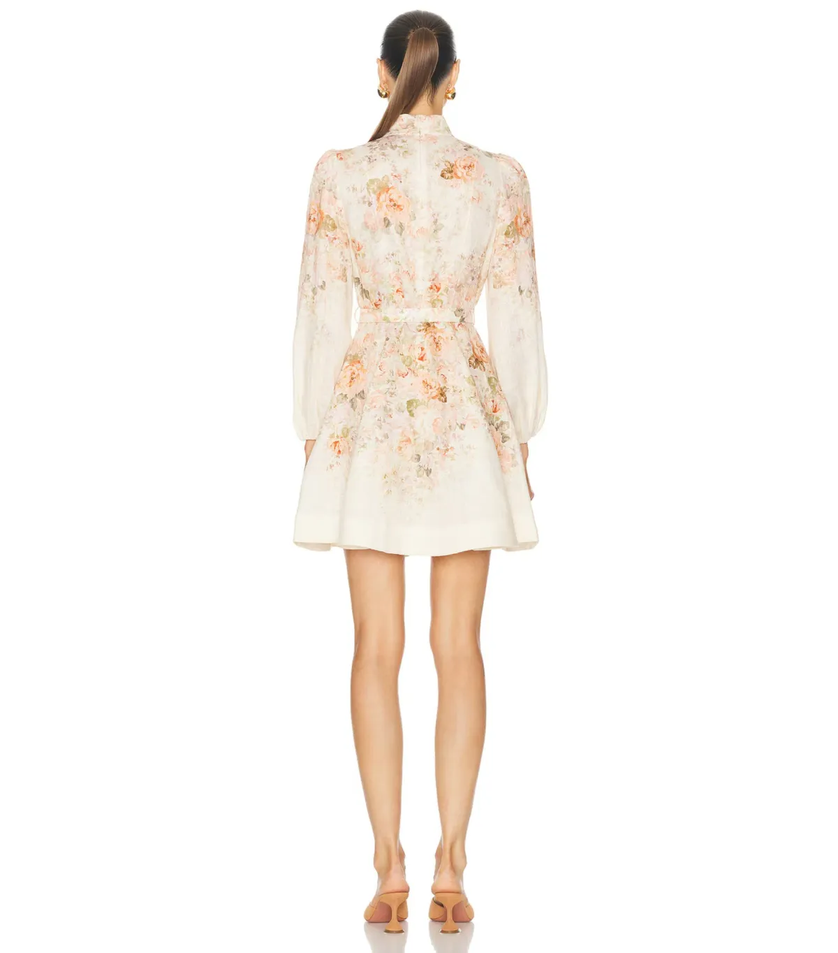 Zimmermann Illustration Buttoned Mini Dress Cream Rococo Floral Size 2 / AU 12 - Image 3