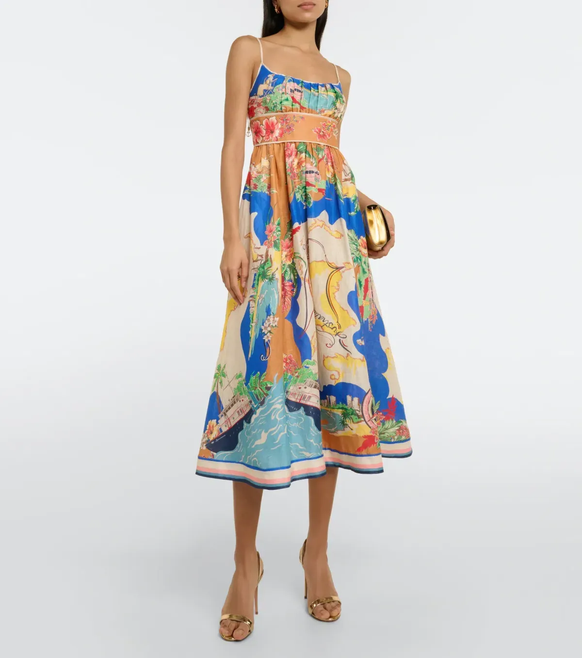 Zimmermann Alight Picnic Midi Dress Nautical Map Print Size 1 / AU 10 - Image 1