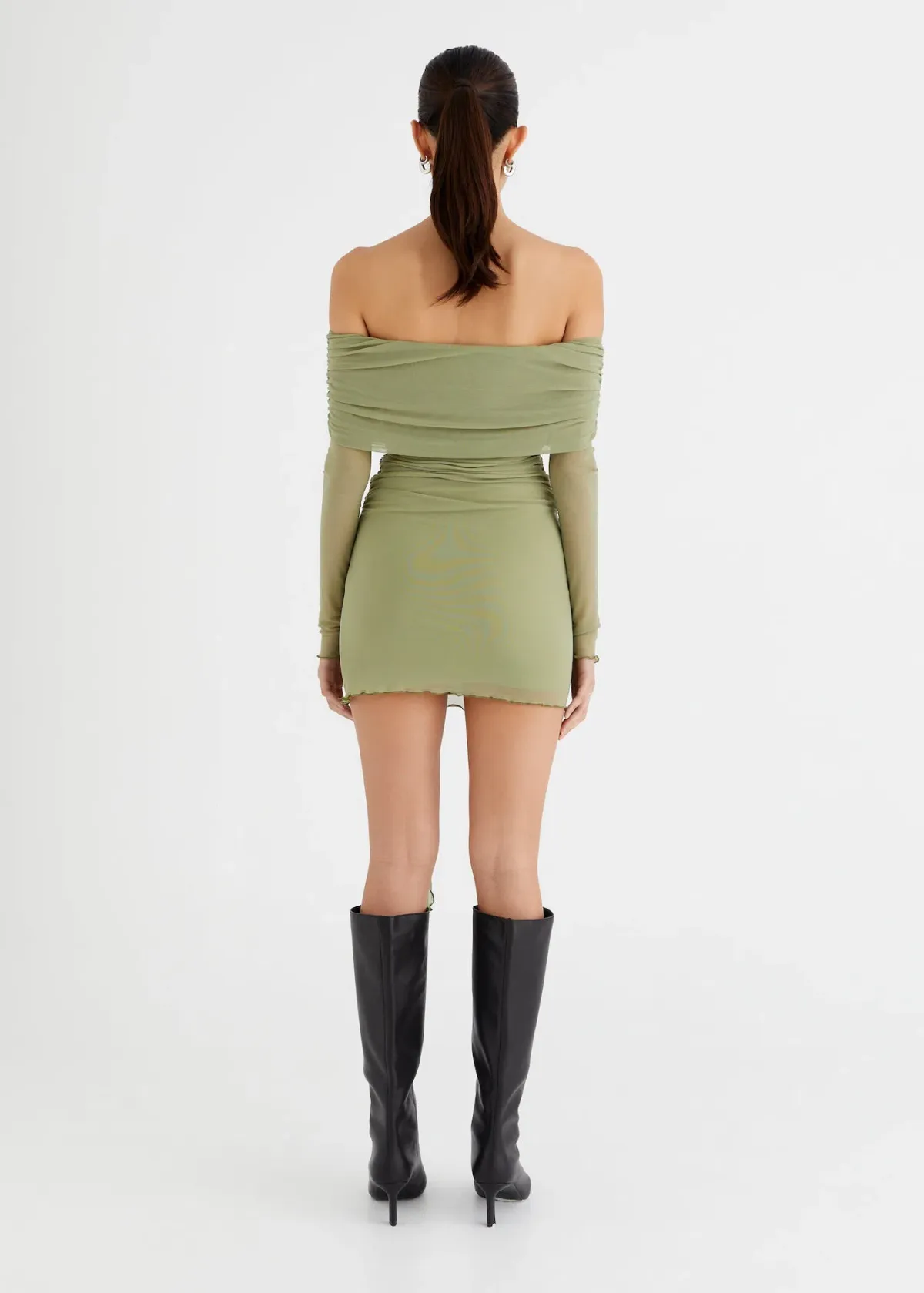 Benni Yasmin Off Shoulder Mini Dress in Pistachio Size AU 10 - Image 2
