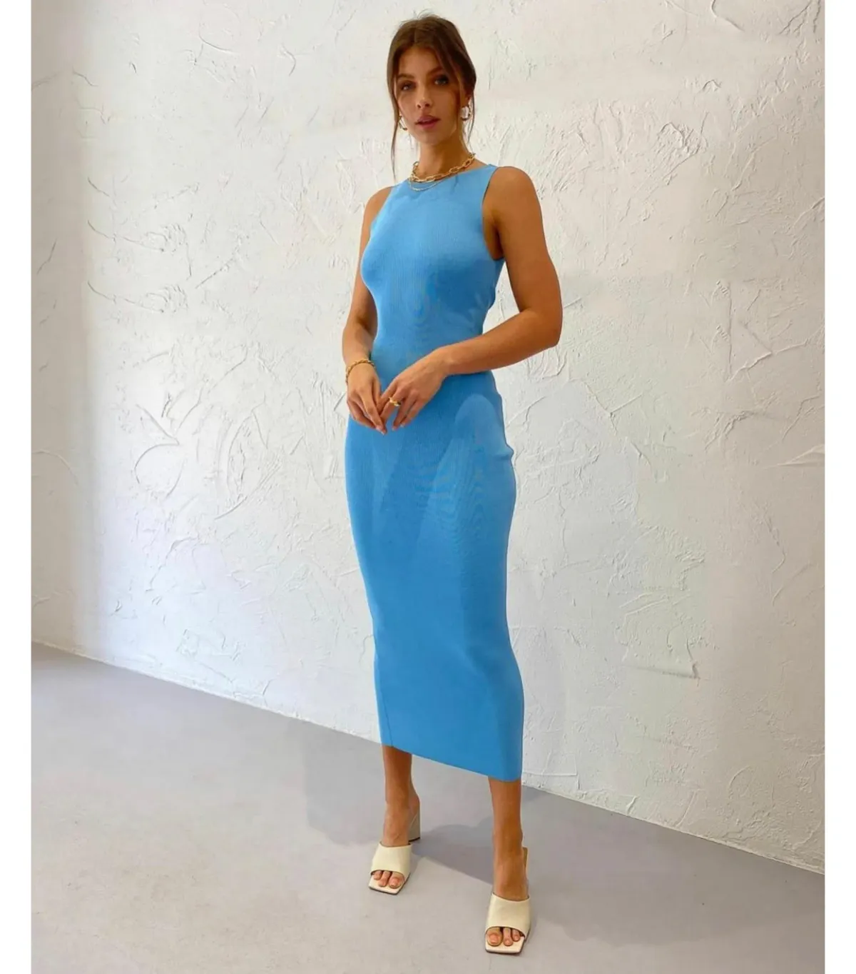 Bec & Bridge Sorbet Summer Midi Dress in Azure Blue Size AU 8 - Image 1