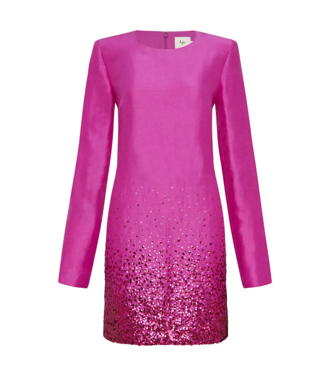 Aje Reflection Sequin Mini Dress in Deep Magenta Size AU 10 for rent on The Volte - main image