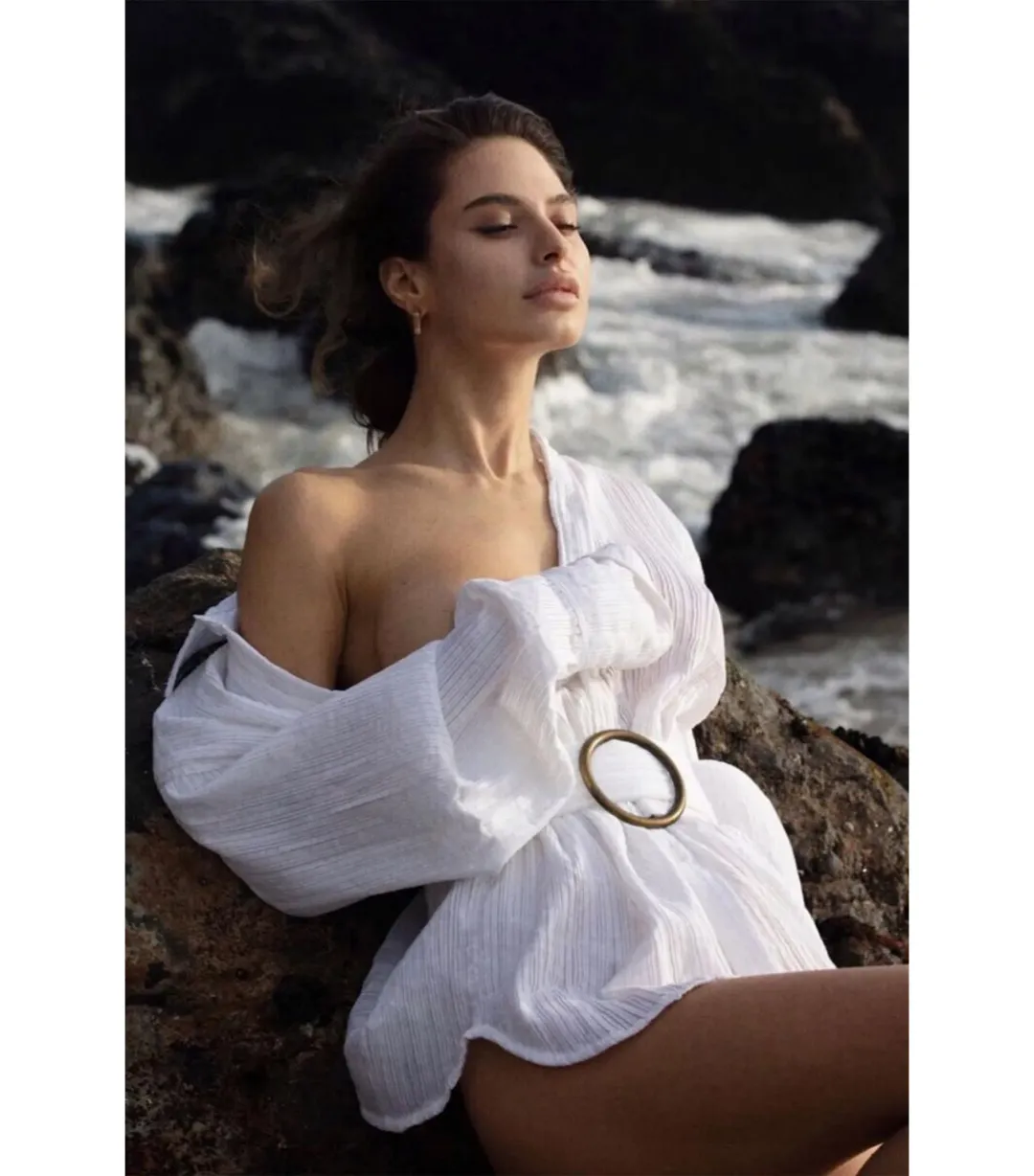 BAMBA SWIM Titan Shirt Dress in White Size S / AU 8  for rent on The Volte - main image