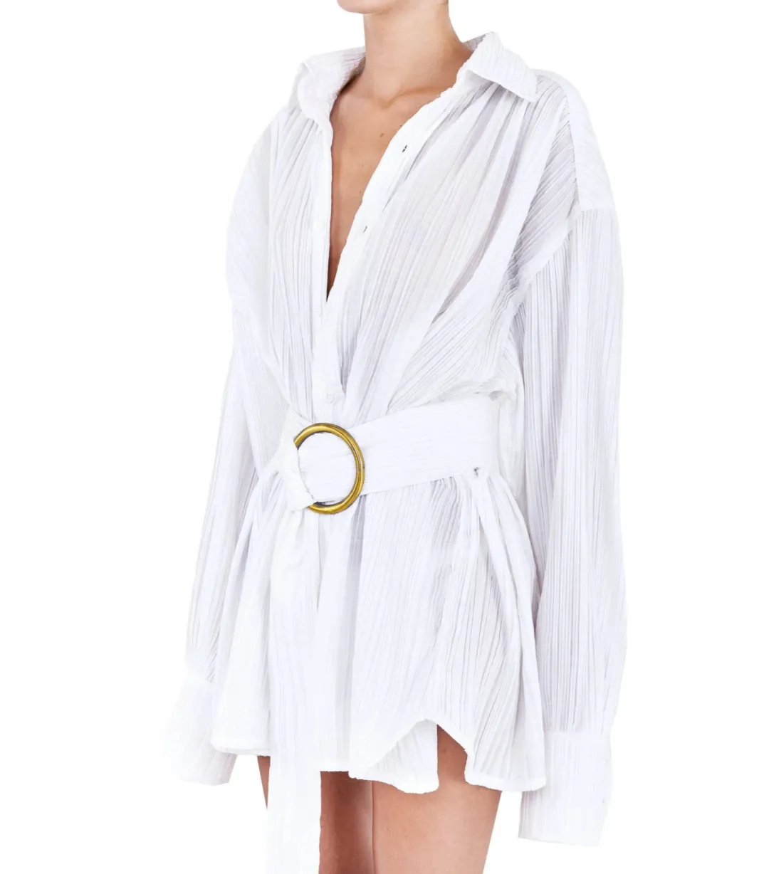BAMBA SWIM Titan Shirt Dress in White Size S / AU 8  for rent on The Volte - main image