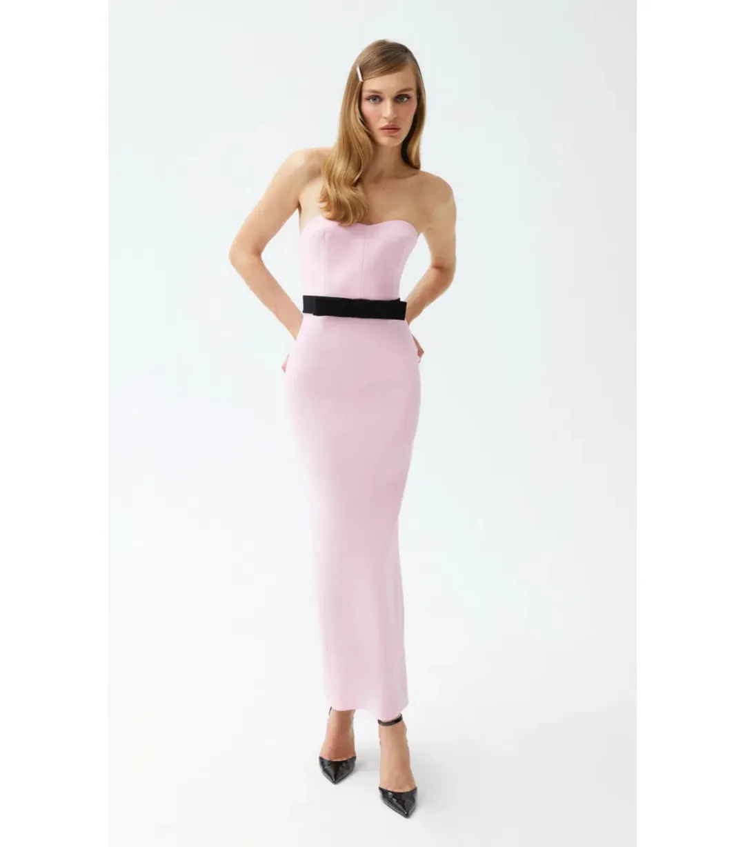 THE NEW ARRIVALS by İlkyaz Özel Noele Column Dress Baby Pink Size 10/M for rent on The Volte - main image