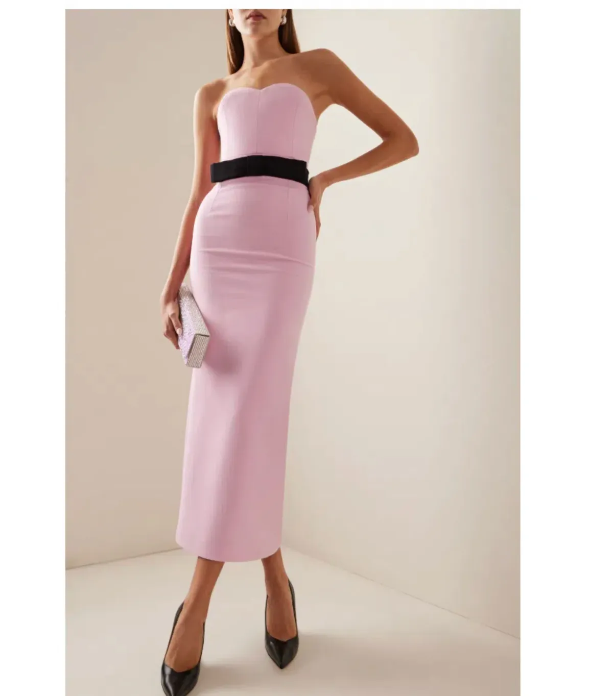 THE NEW ARRIVALS by İlkyaz Özel Noele Column Dress Baby Pink Size 10/M - Image 8