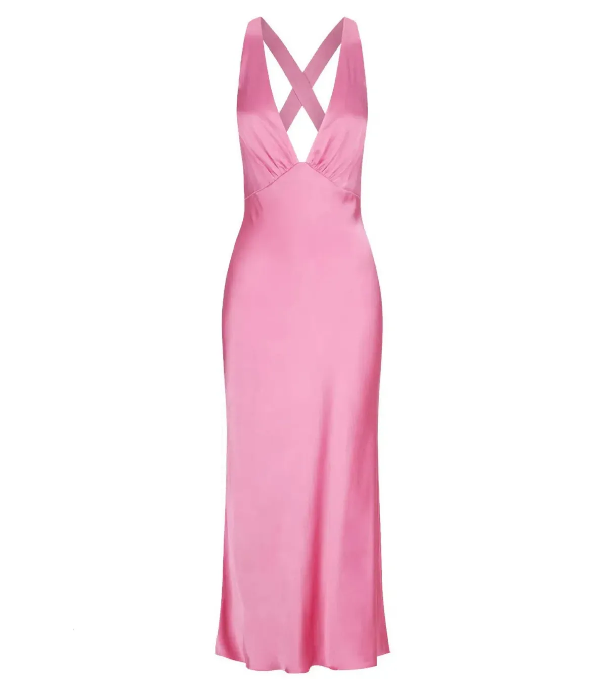 Shona Joy Arienzo Plunged Cross Back Midi Dress Pink Size AU 10 - Image 5