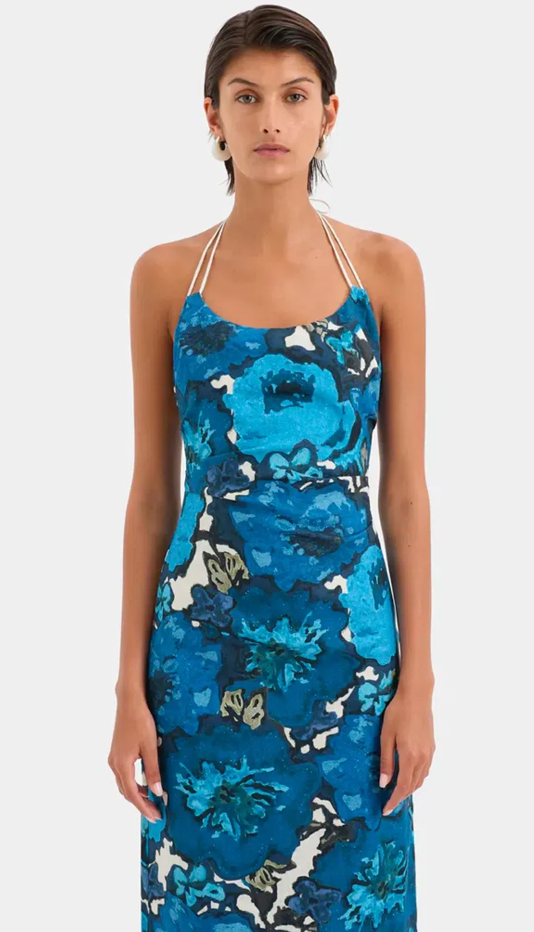 Sir the Label Camellia Midi Dress Blue Flora Print Size 0 (AU 6) for rent on The Volte - main image