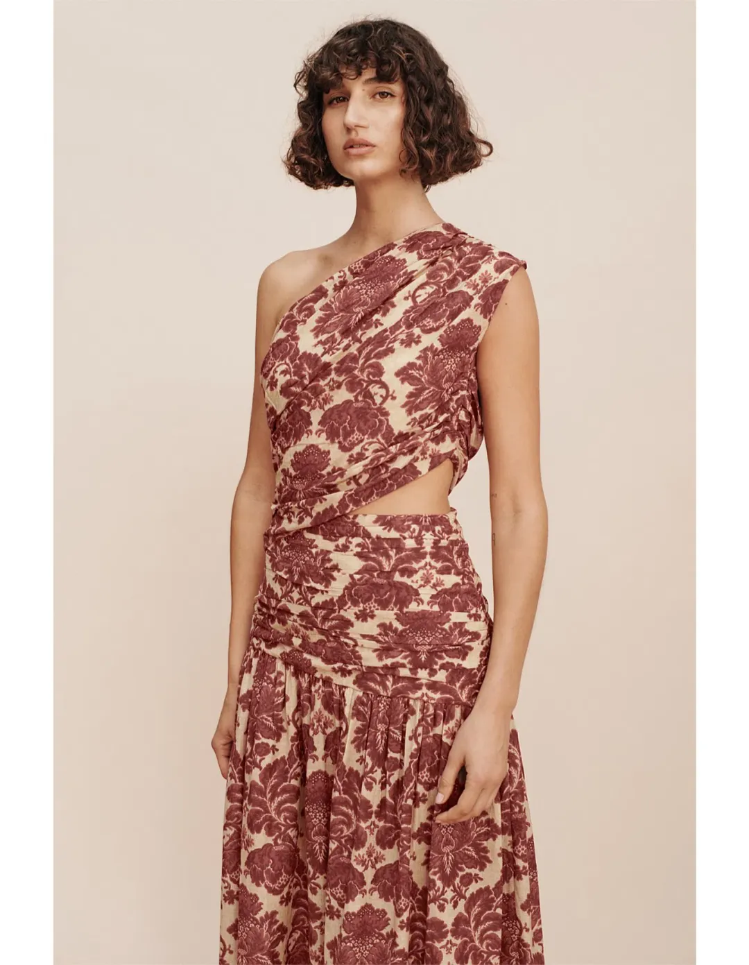 Posse The Label Joslin One Shoulder Dress Crimson Multi Size XS / AU 6 for rent on The Volte - main image