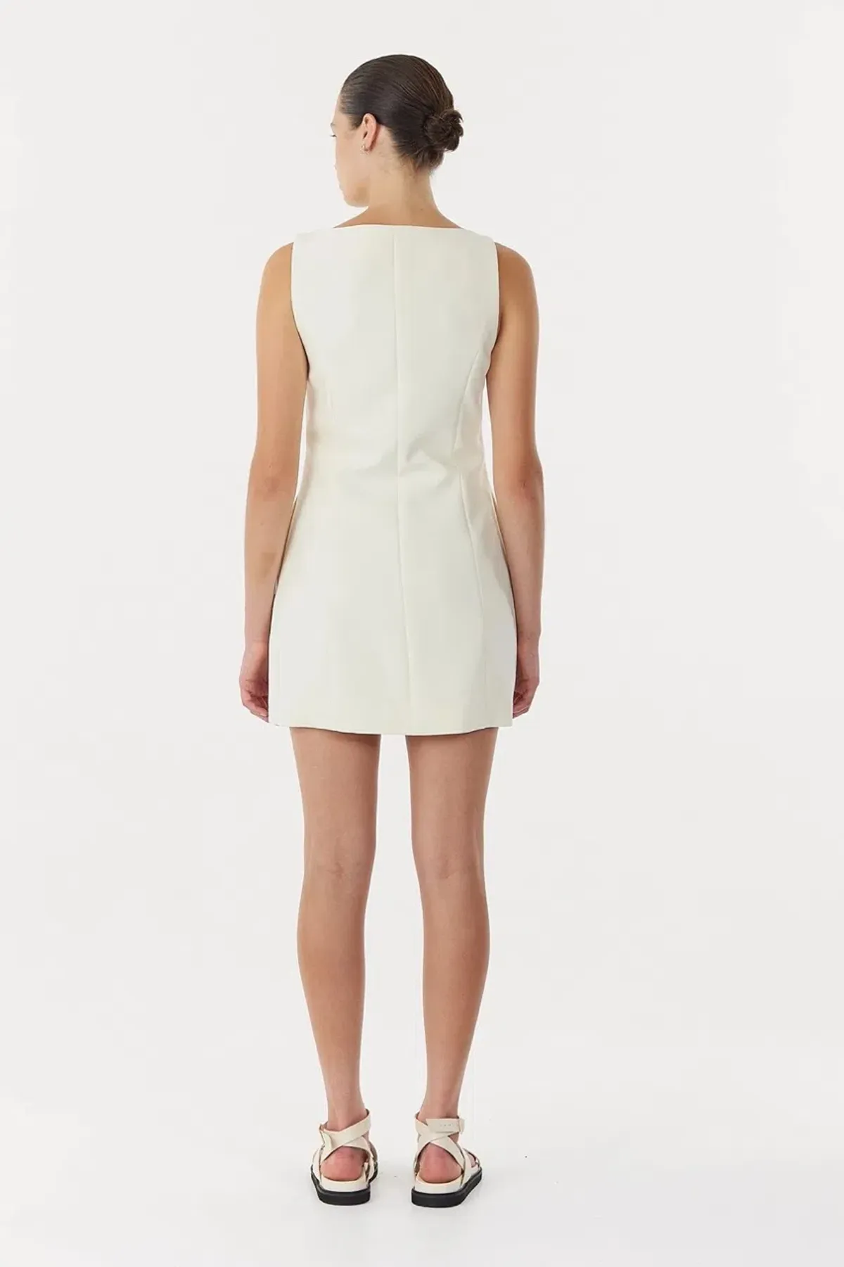 Third Form Skyline Tailored Mini Dress in Warm White Size 8 - Image 3