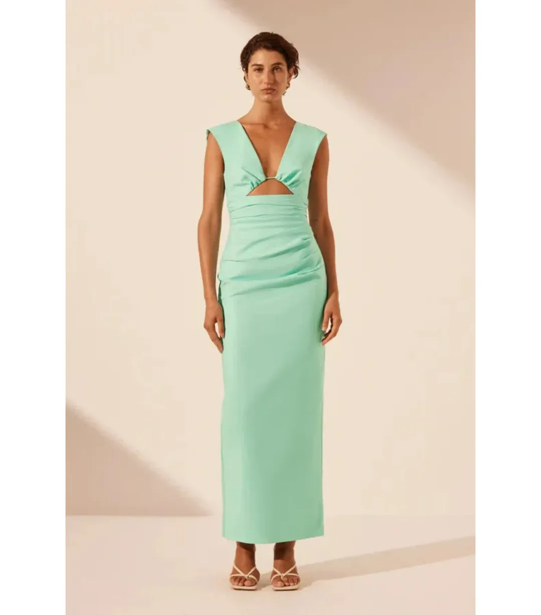 Shona Joy Lani Plunged Cut Out Maxi Dress in Aqua Size AU 14  for rent on The Volte - main image