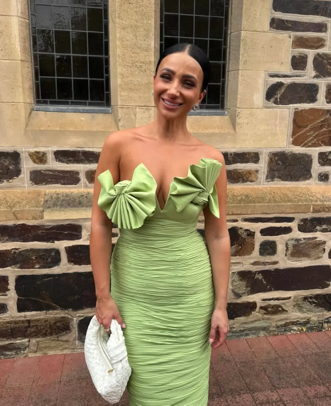 Rachel Gilbert Jensen Gown Pistachio Size AU 10  for rent on The Volte - main image