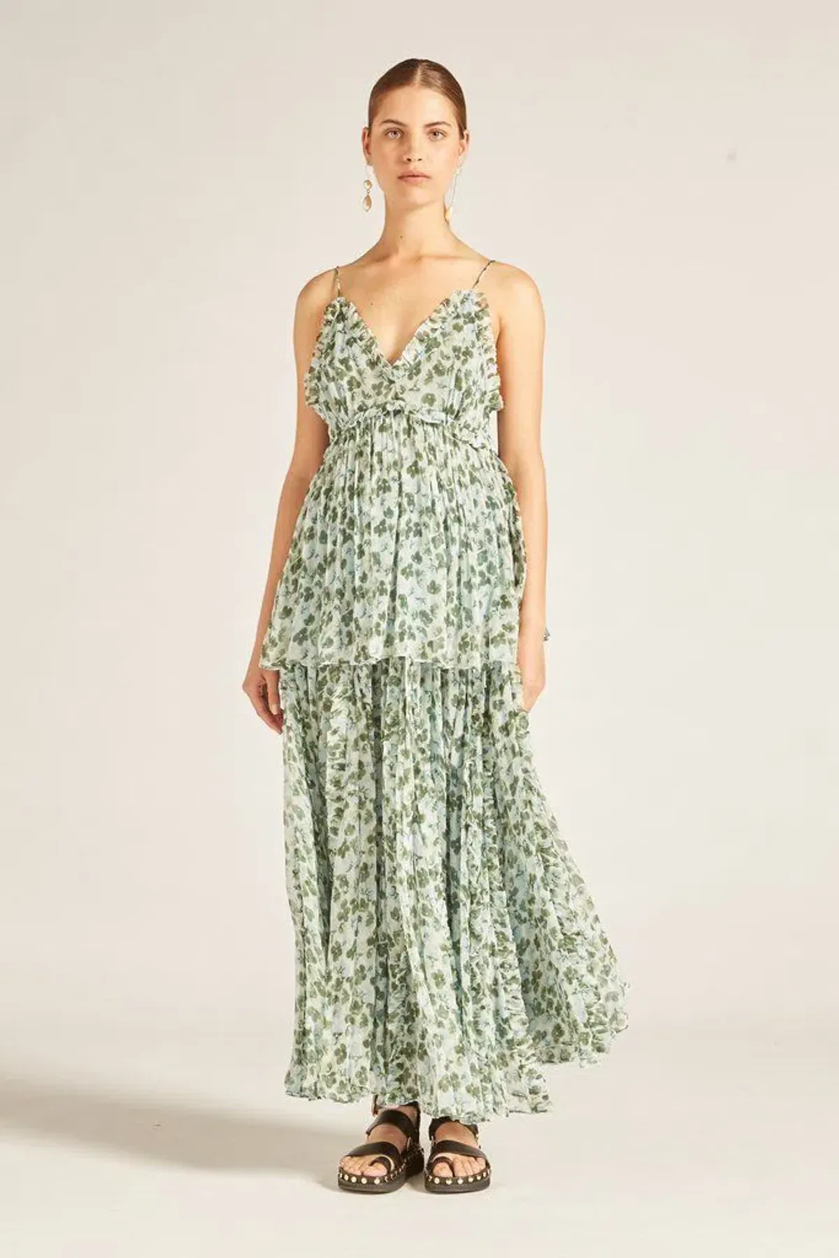 Lee Mathews Nina Silk Crinkle Cami Dress Floral Size 10 - Image 1