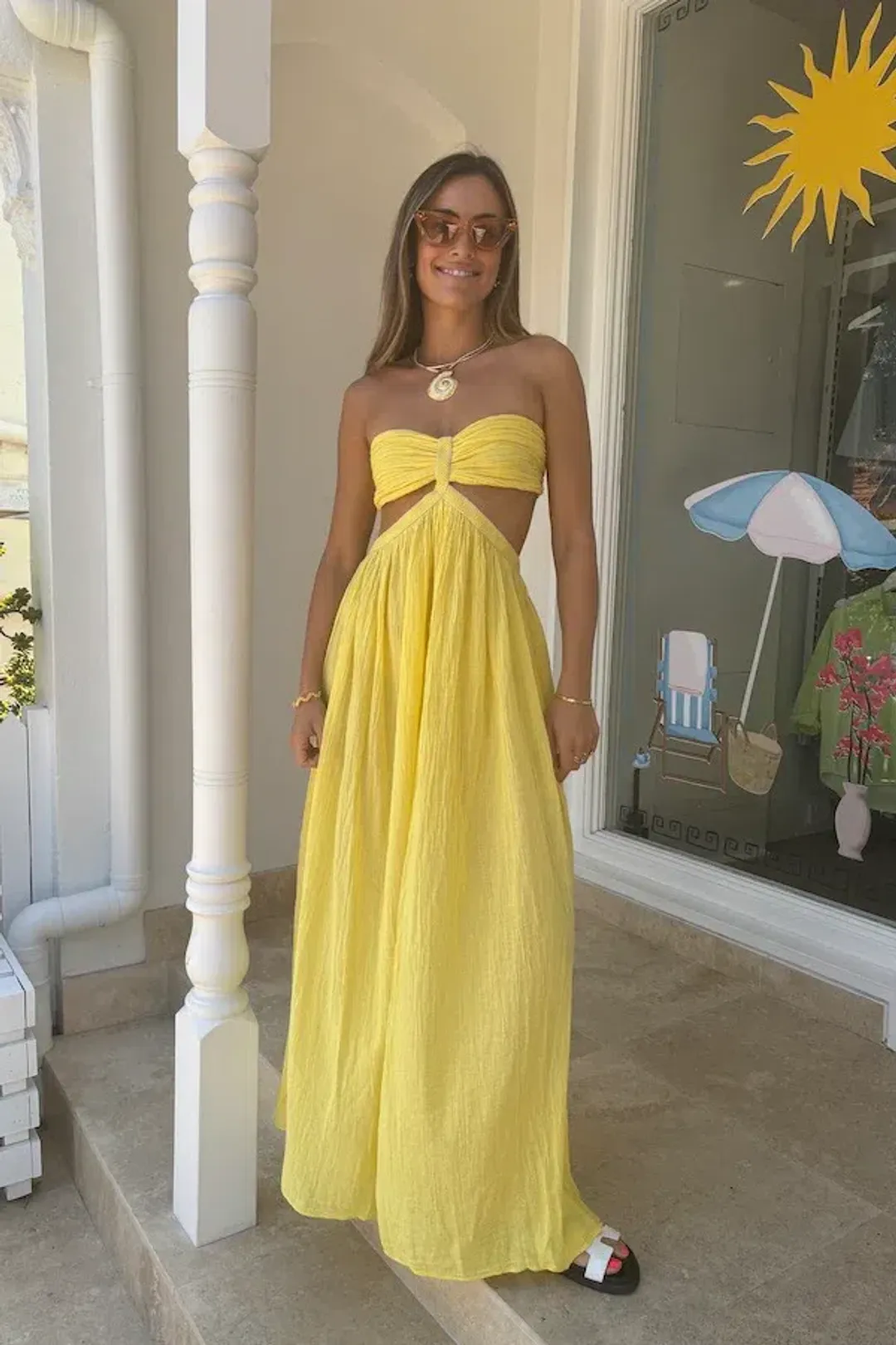 D'Artemide Chloe Strapless Cotton Dress Yellow One Size  for rent on The Volte - main image