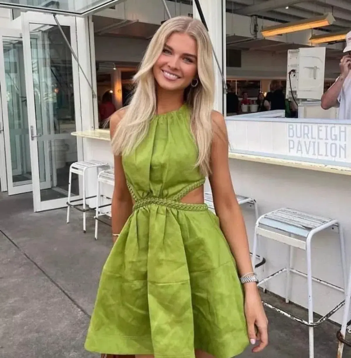 Aje Voyage Braided Cut Out Mini Dress Verdant Green Size 8 - Image 5