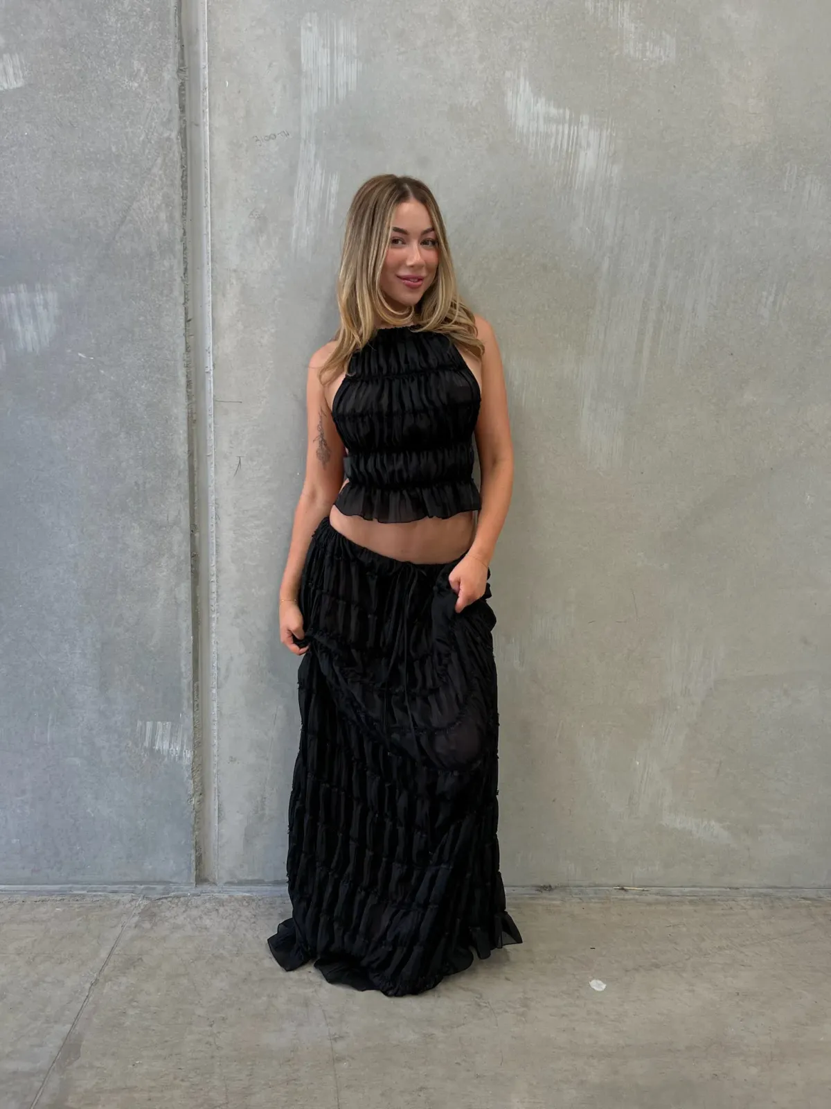 Arcina Ori Juliette Halter Top & Maxi Skirt Set Black Size 8 - Image 1