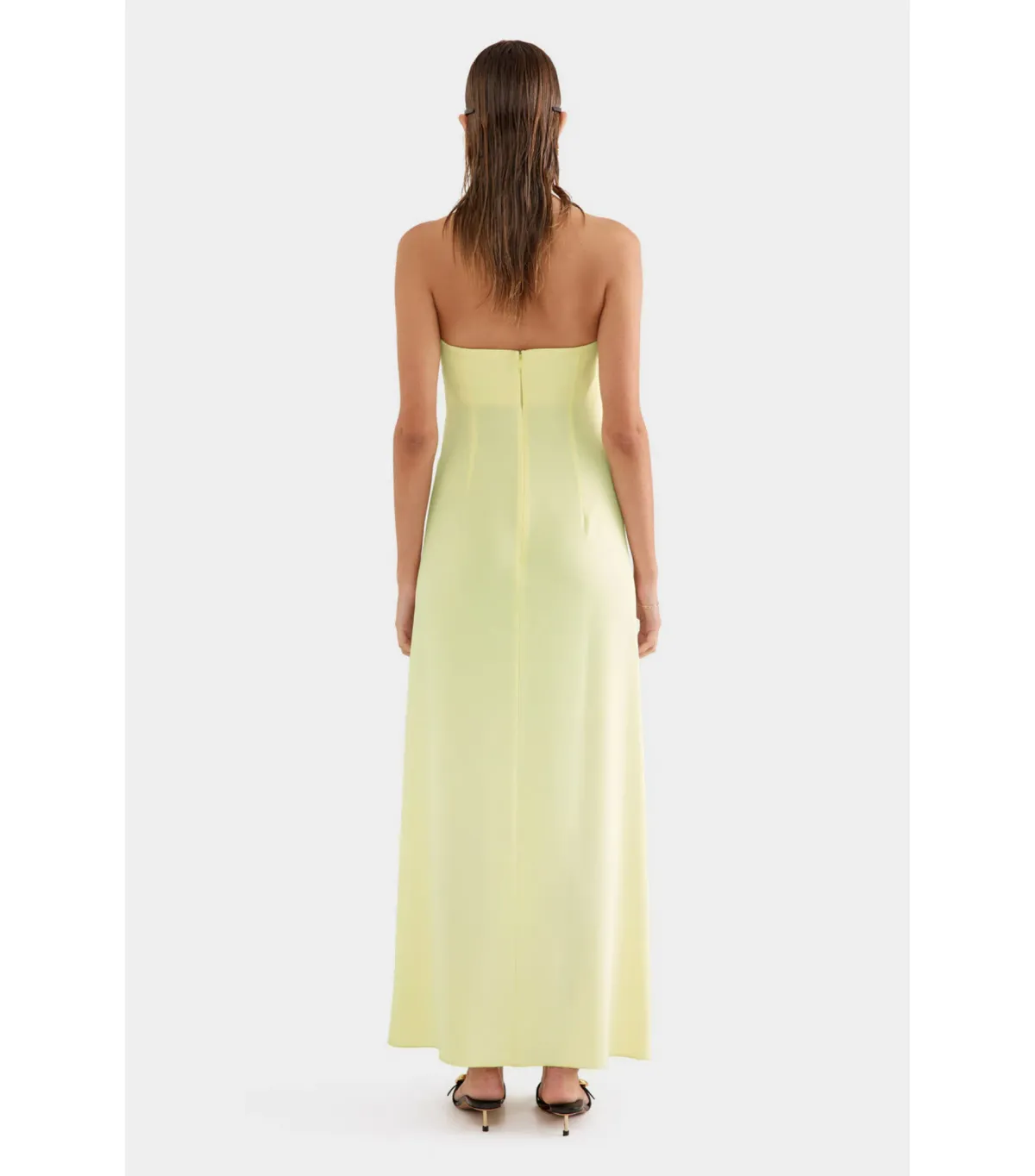 Venroy Beaded Strapless Maxi Dress in Pastel Yellow Size AU 8 - Image 4