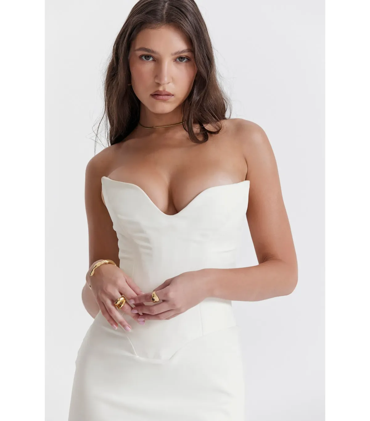 House Of CB Tamara Strapless Corset Dress Ivory Size AU 8 - Image 2