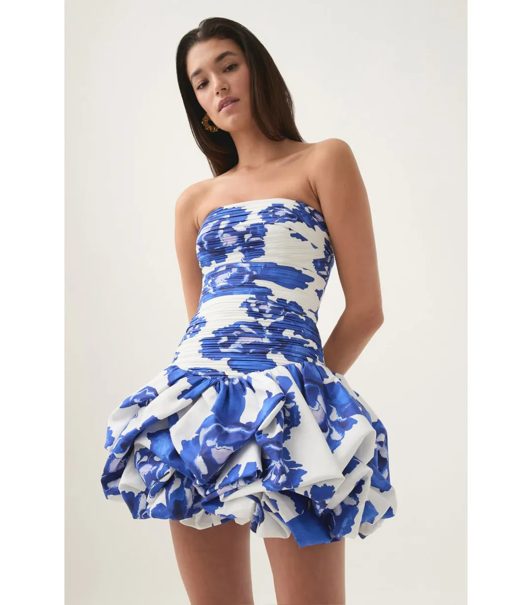 Aje Violette Bubble Hem Mini Dress Boldly Blooming Cobalt Size AU 4 for rent on The Volte - main image