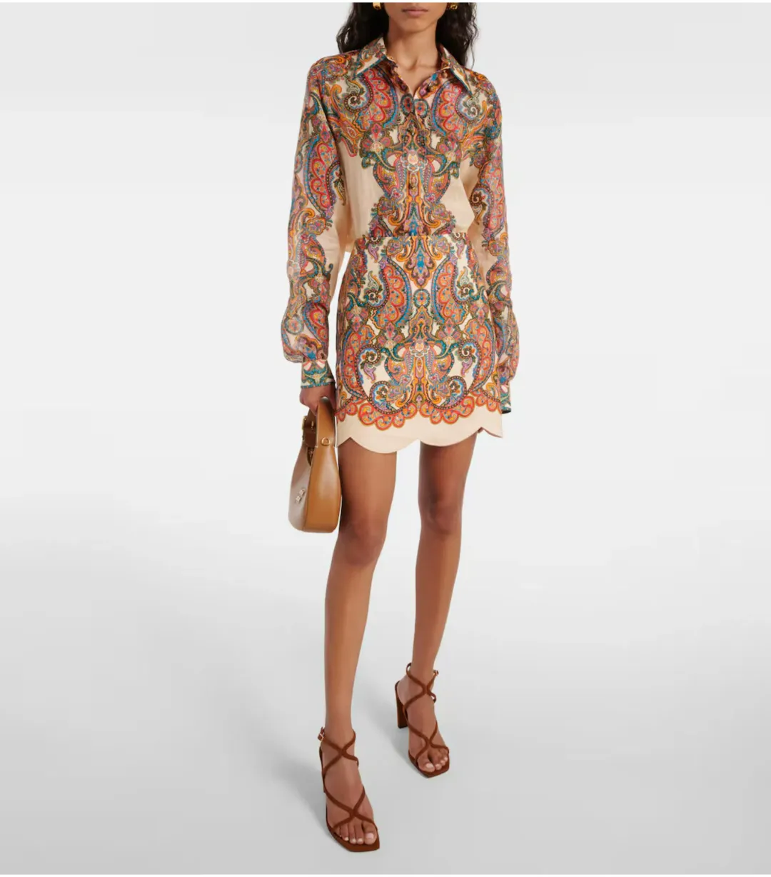 Zimmermann Ottie Skirt and Shirt Set in Multi Paisley Size 0 / AU 8 for rent on The Volte - main image