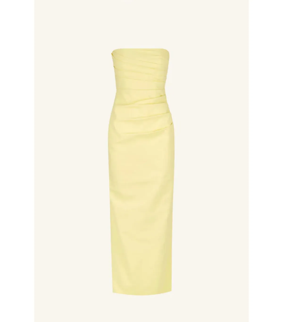 Shona Joy Lani Strapless Draped Maxi Dress Lemon Yellow Size AU 8 - Image 4