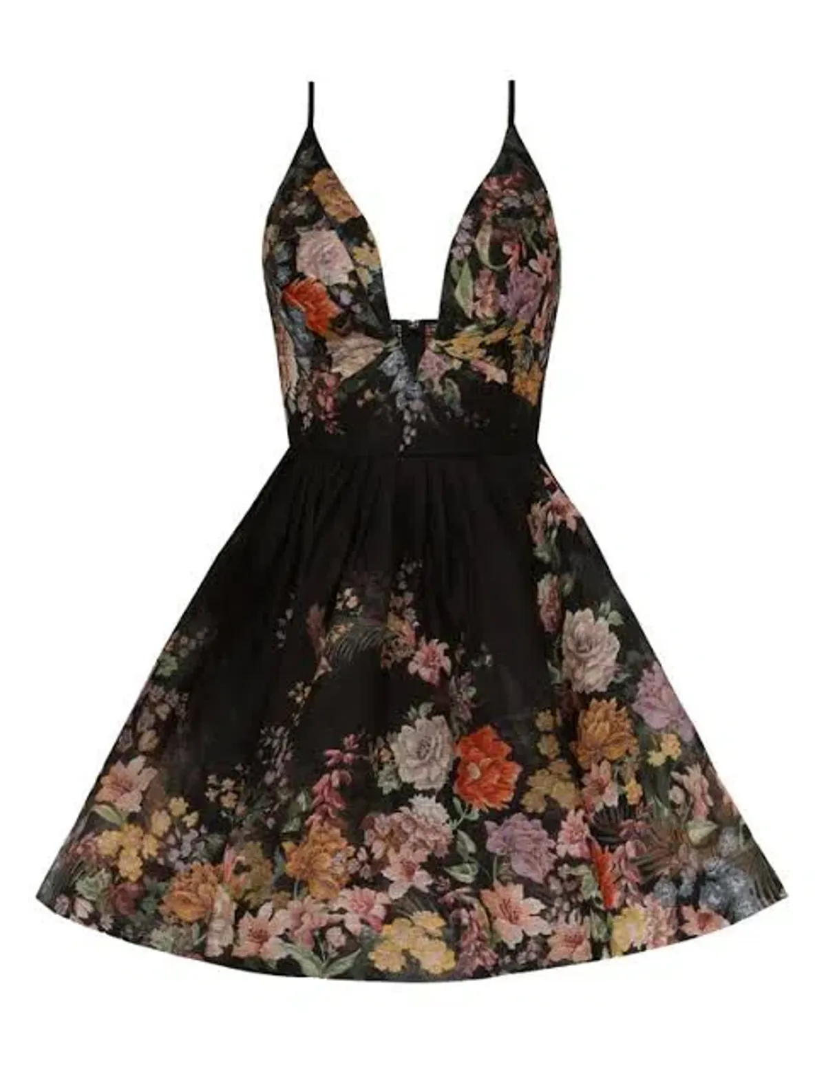Zimmermann Pavilion V Neck Mini Dress in Black Multi Floral Size 3 / AU 14 - Image 5
