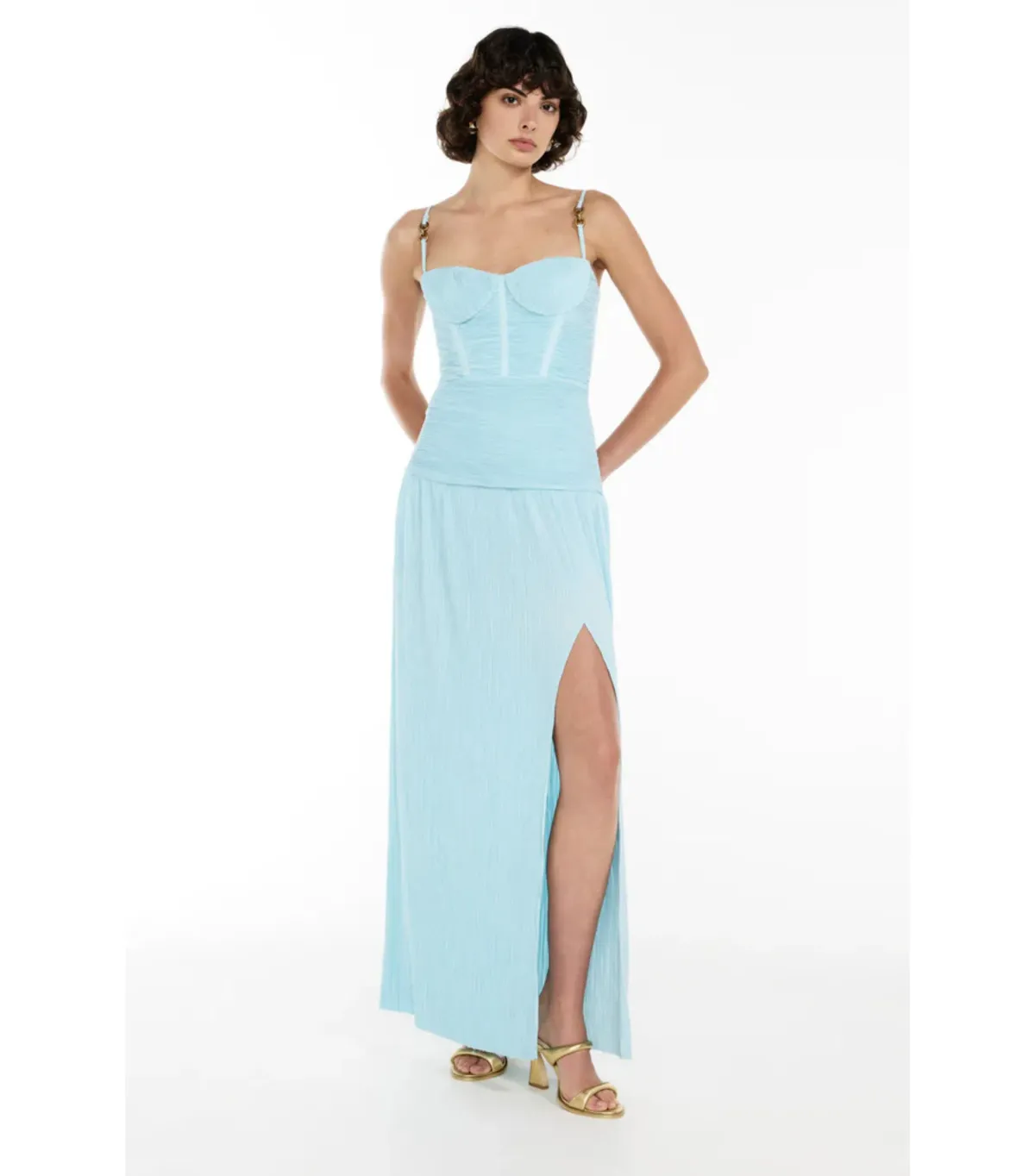 Manning Cartell Double Time Pleat Dress in Aqua Spritz Size AU 10 - Image 3
