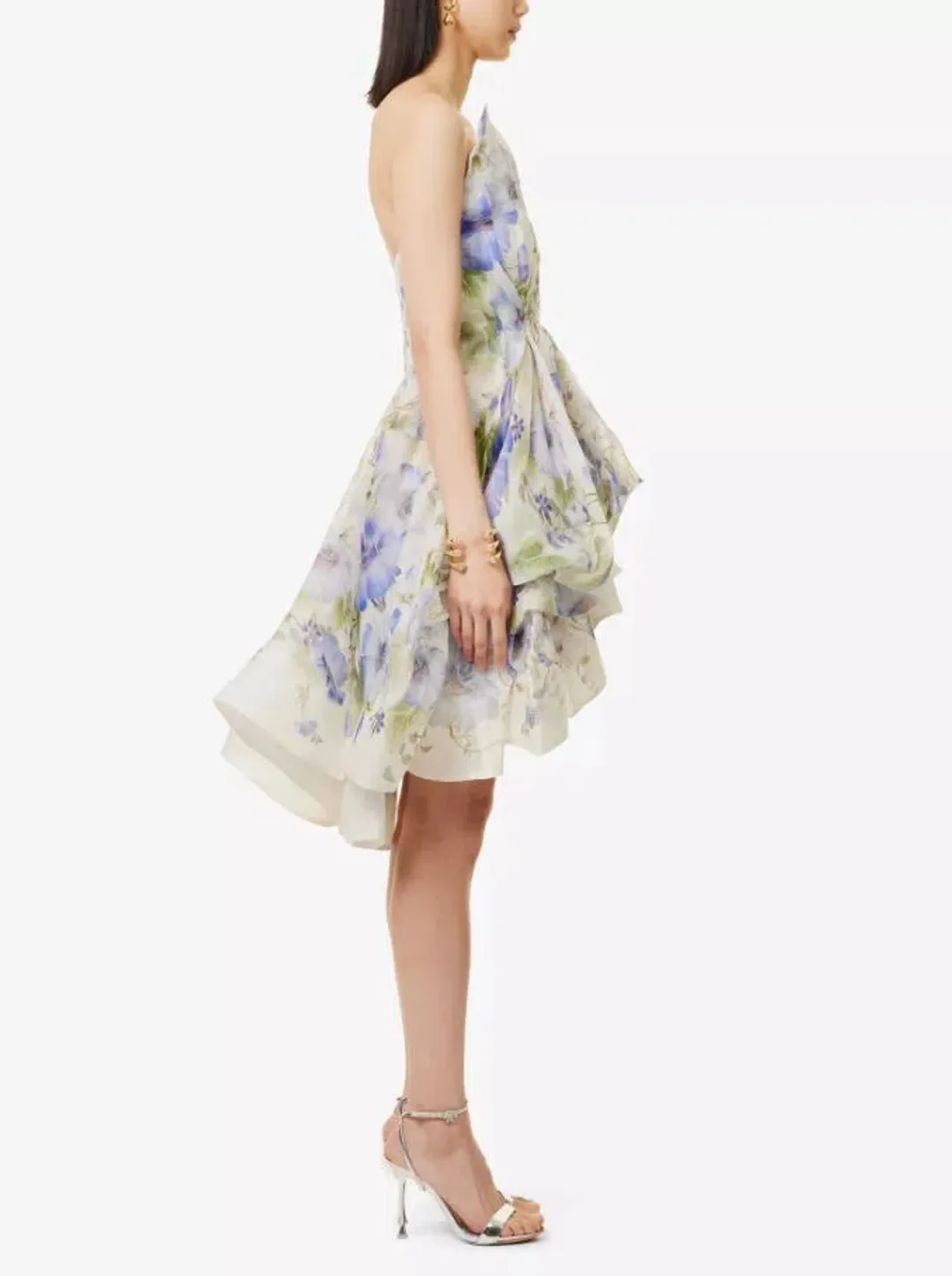Zimmermann Natura Draped Mini Dress Blue Floral Size 0 / AU 8 for rent on The Volte - main image