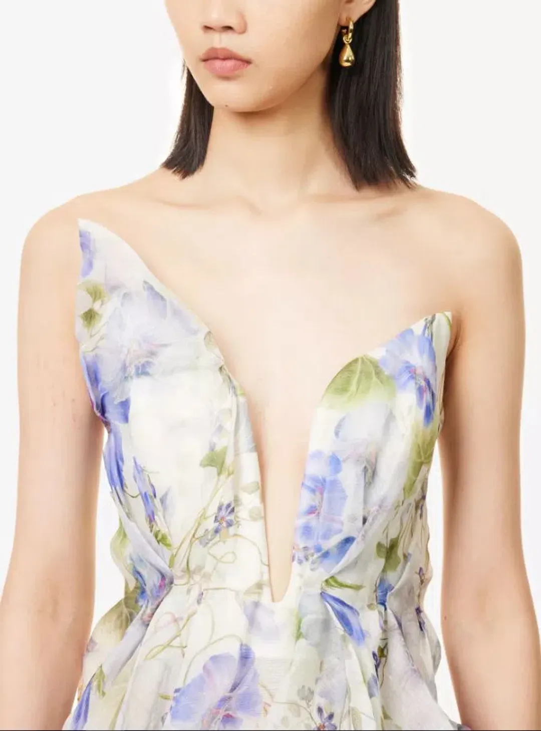 Zimmermann Natura Draped Mini Dress Blue Floral Size 0 / AU 8 for rent on The Volte - main image