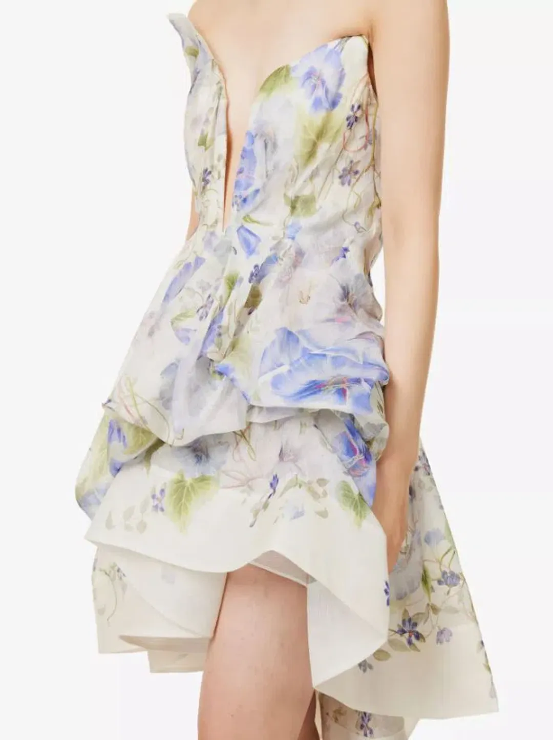 Zimmermann Natura Draped Mini Dress Blue Floral Size 0 / AU 8 for rent on The Volte - main image