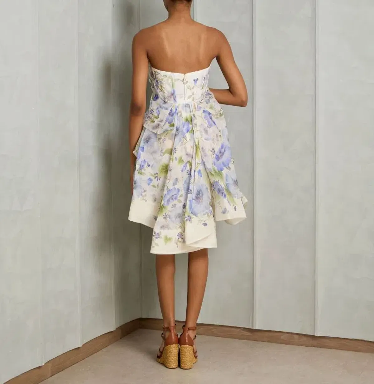 Zimmermann Natura Draped Mini Dress Blue Floral Size 0 / AU 8 - Image 2