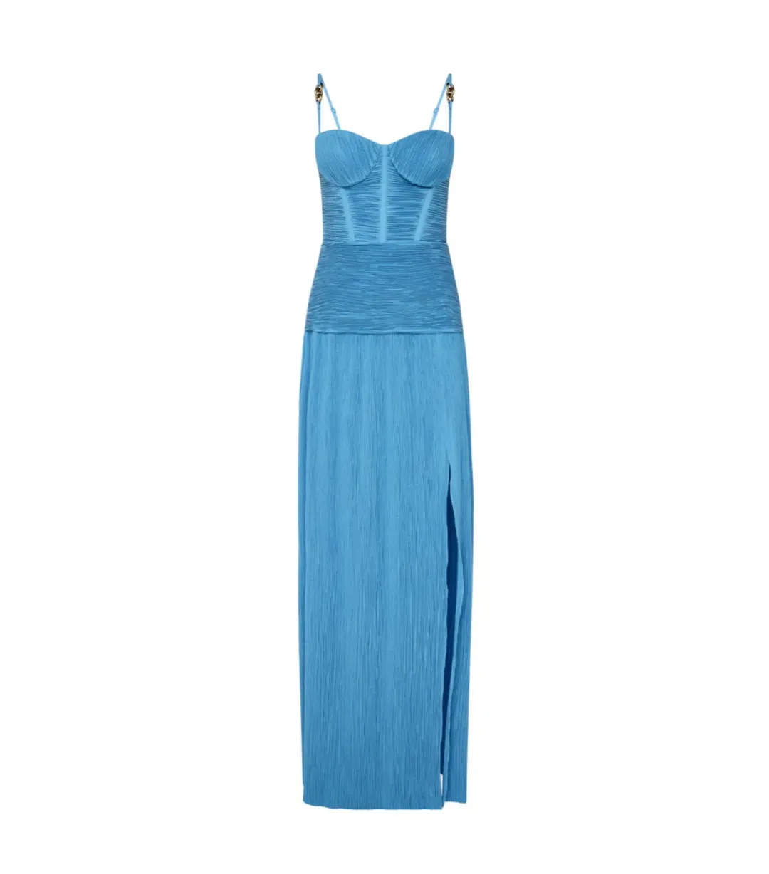 Manning Cartell Double Time Pleat Dress Cerulean Blue Size AU 12 for rent on The Volte - main image